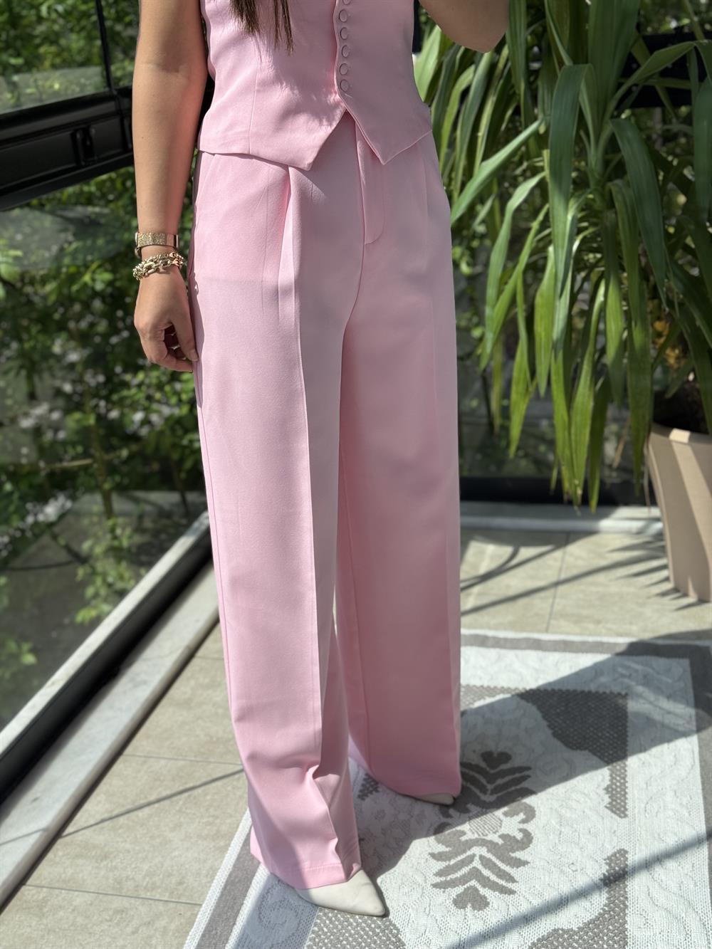 Zra Model Palazzo Pantolon Pembe