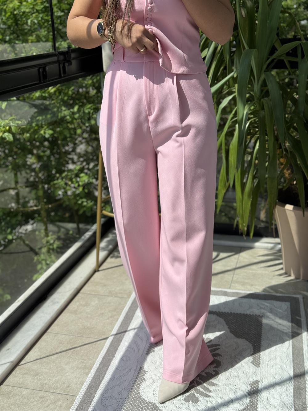 Zra Model Palazzo Pantolon Pembe