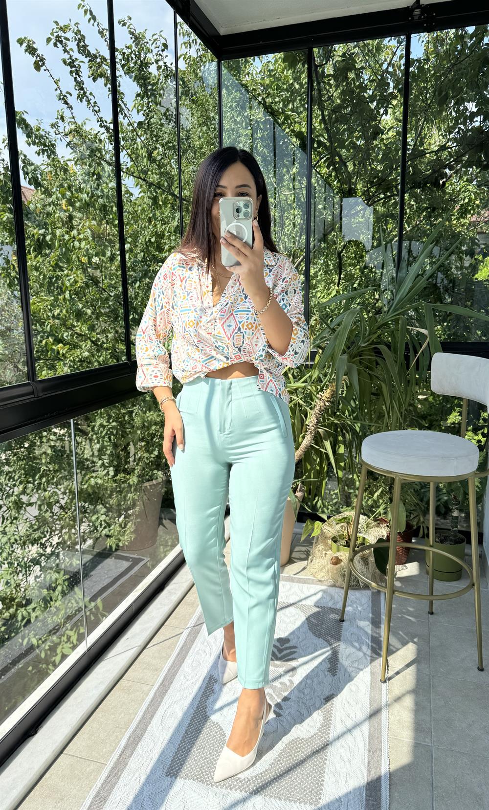 Zra Model Pantolon Mint Yeşili