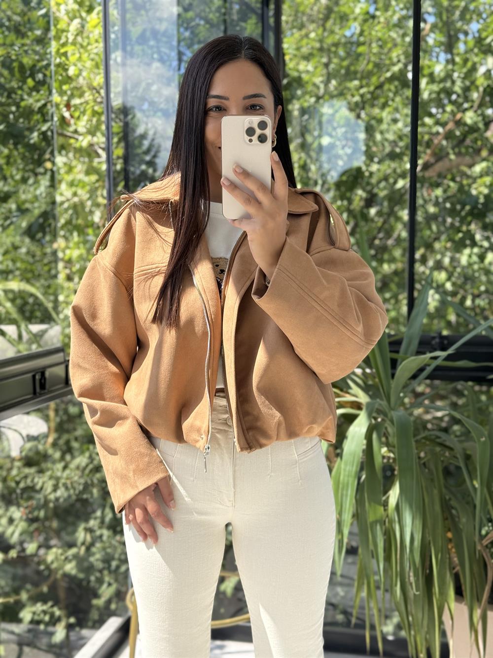 Zra Model Süet Bomber Ceket Camel