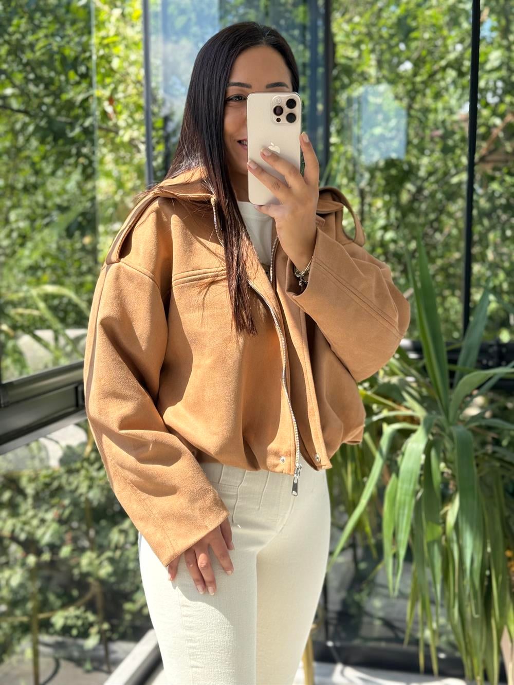 Zra Model Süet Bomber Ceket Camel