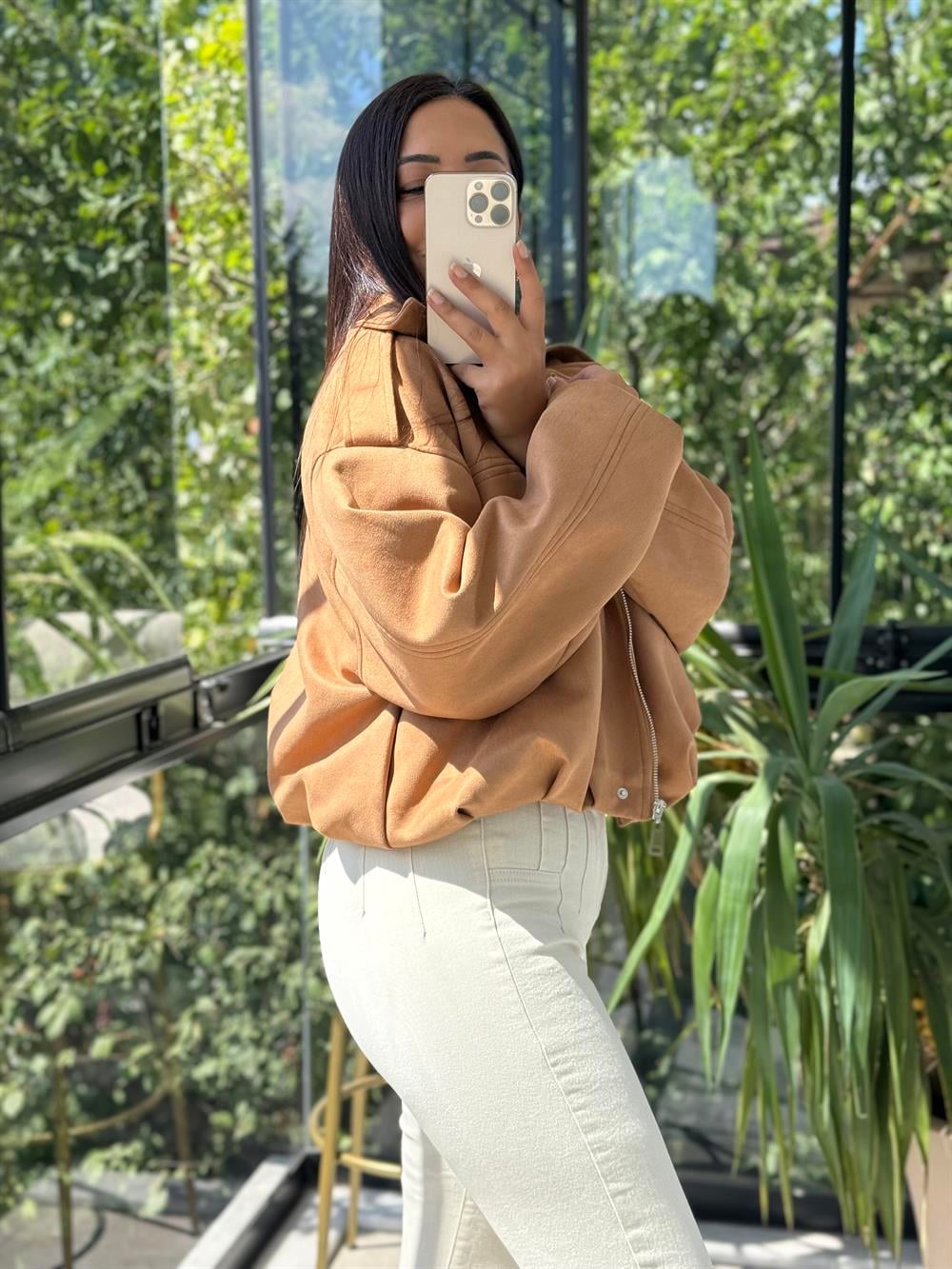 Zra Model Süet Bomber Ceket Camel