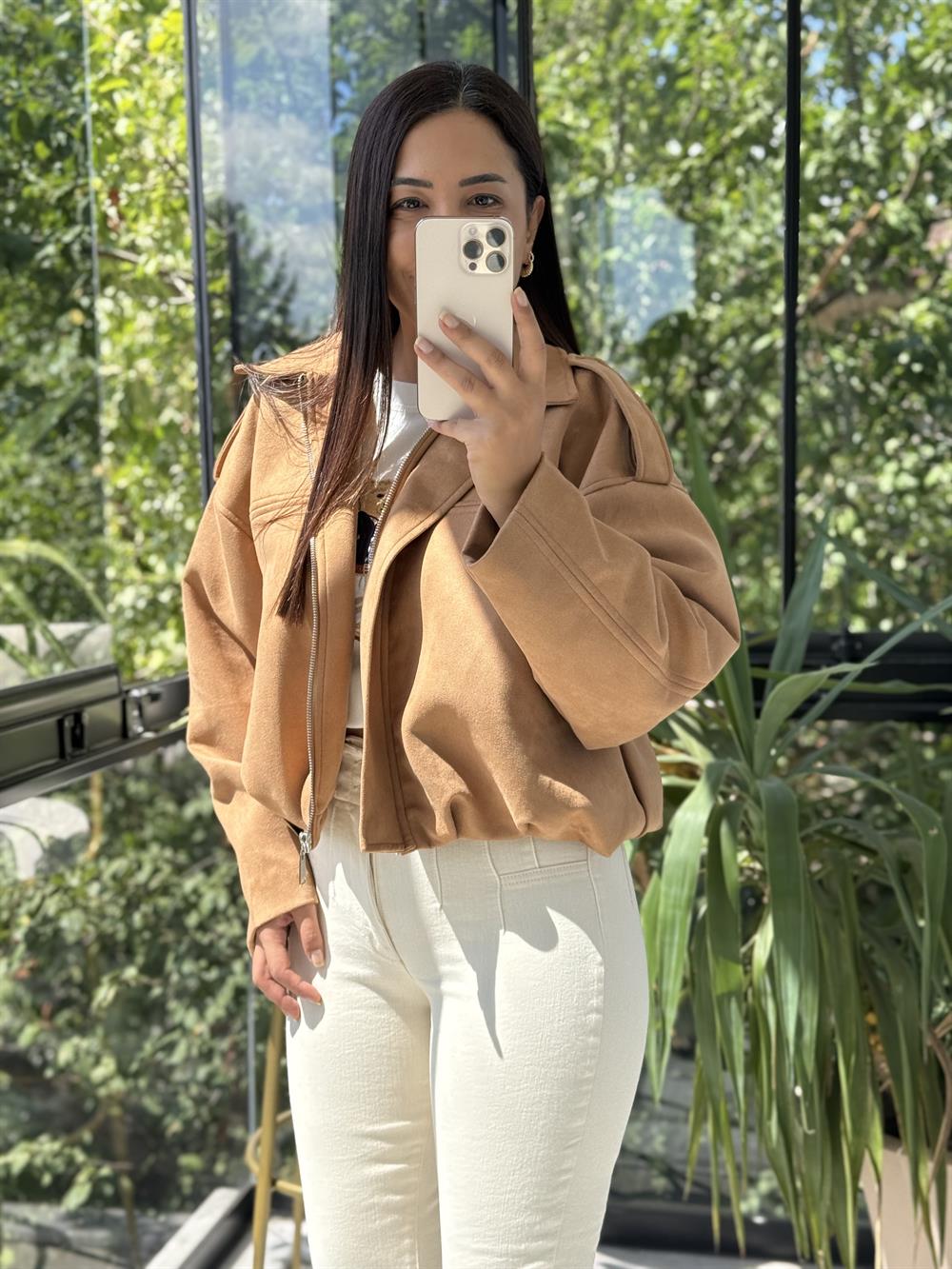 Zra Model Süet Bomber Ceket Camel