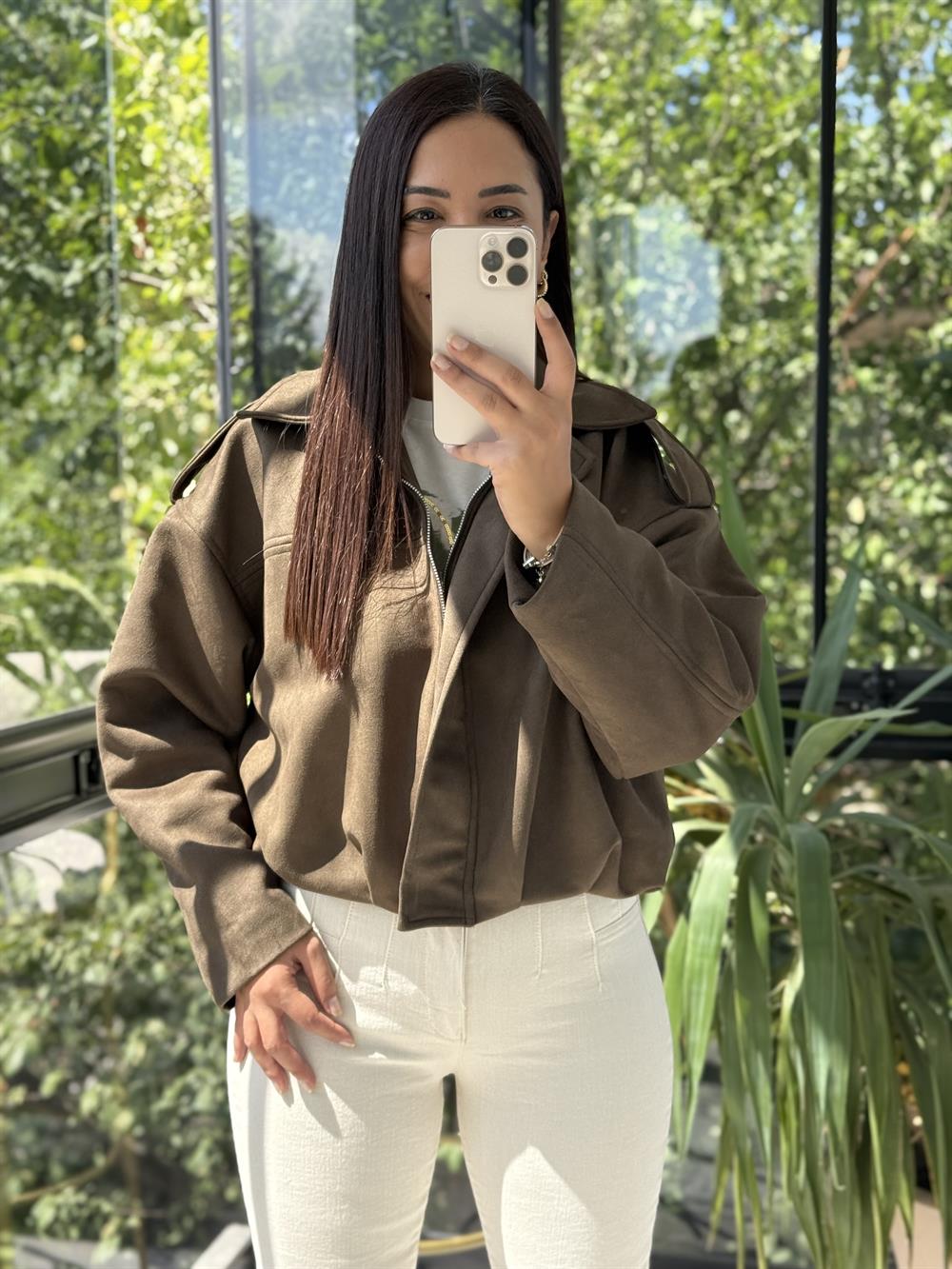 Zra Model Süet Bomber Ceket Haki Yeşili