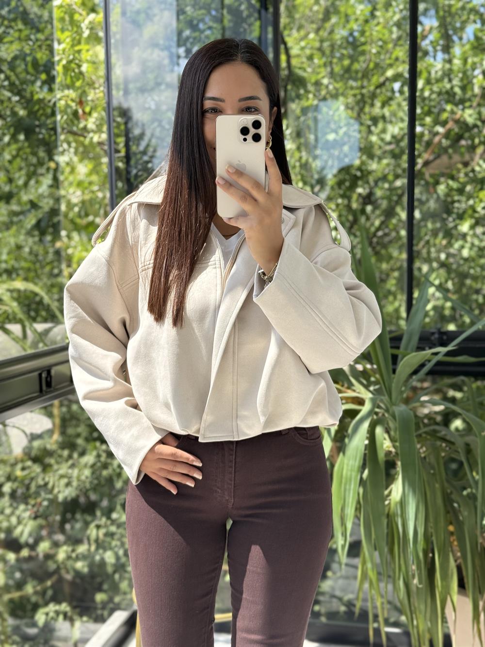 Zra Model Süet Bomber Ceket Taş