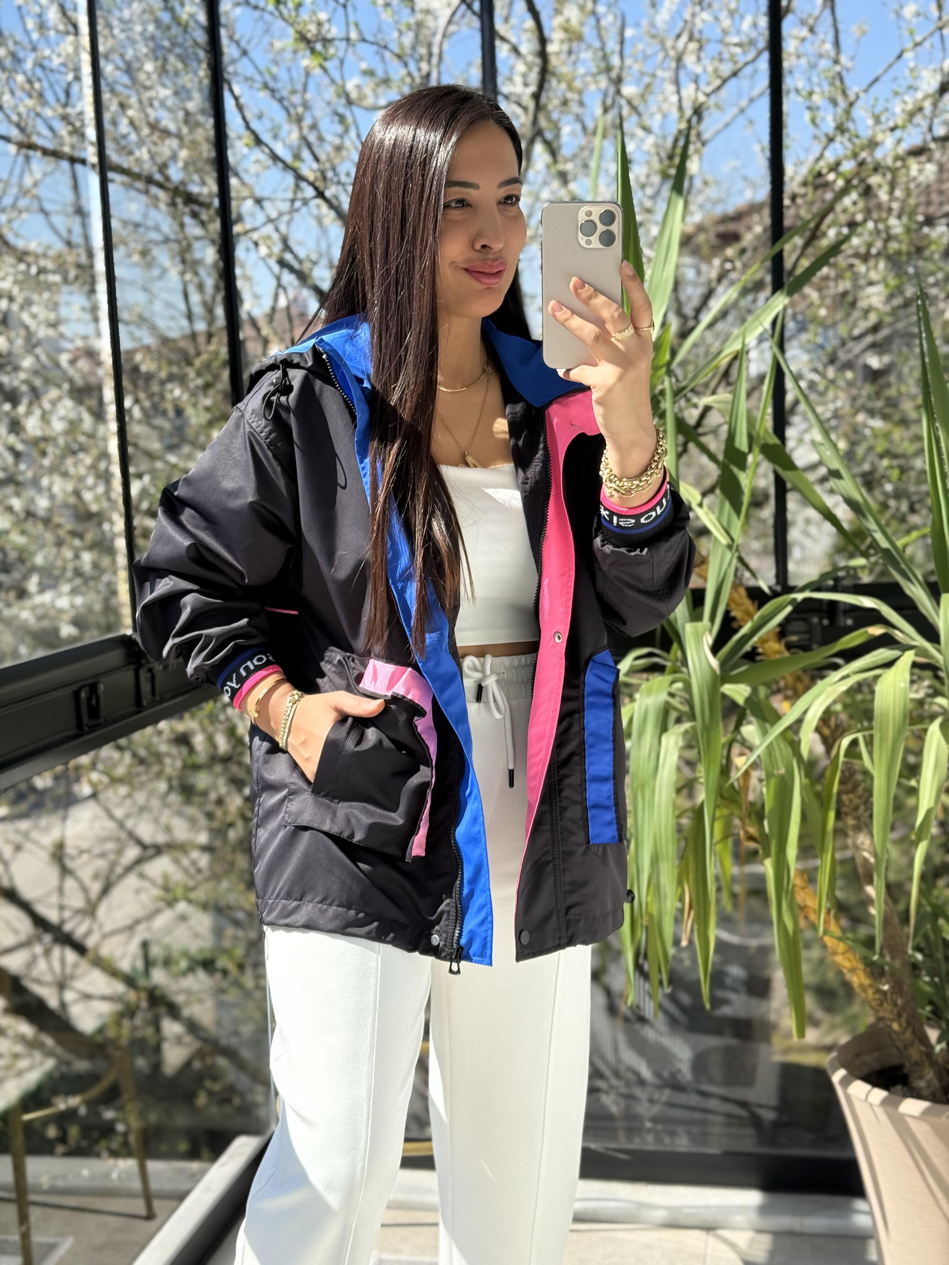 Neon Block Yağmurluk Siyah