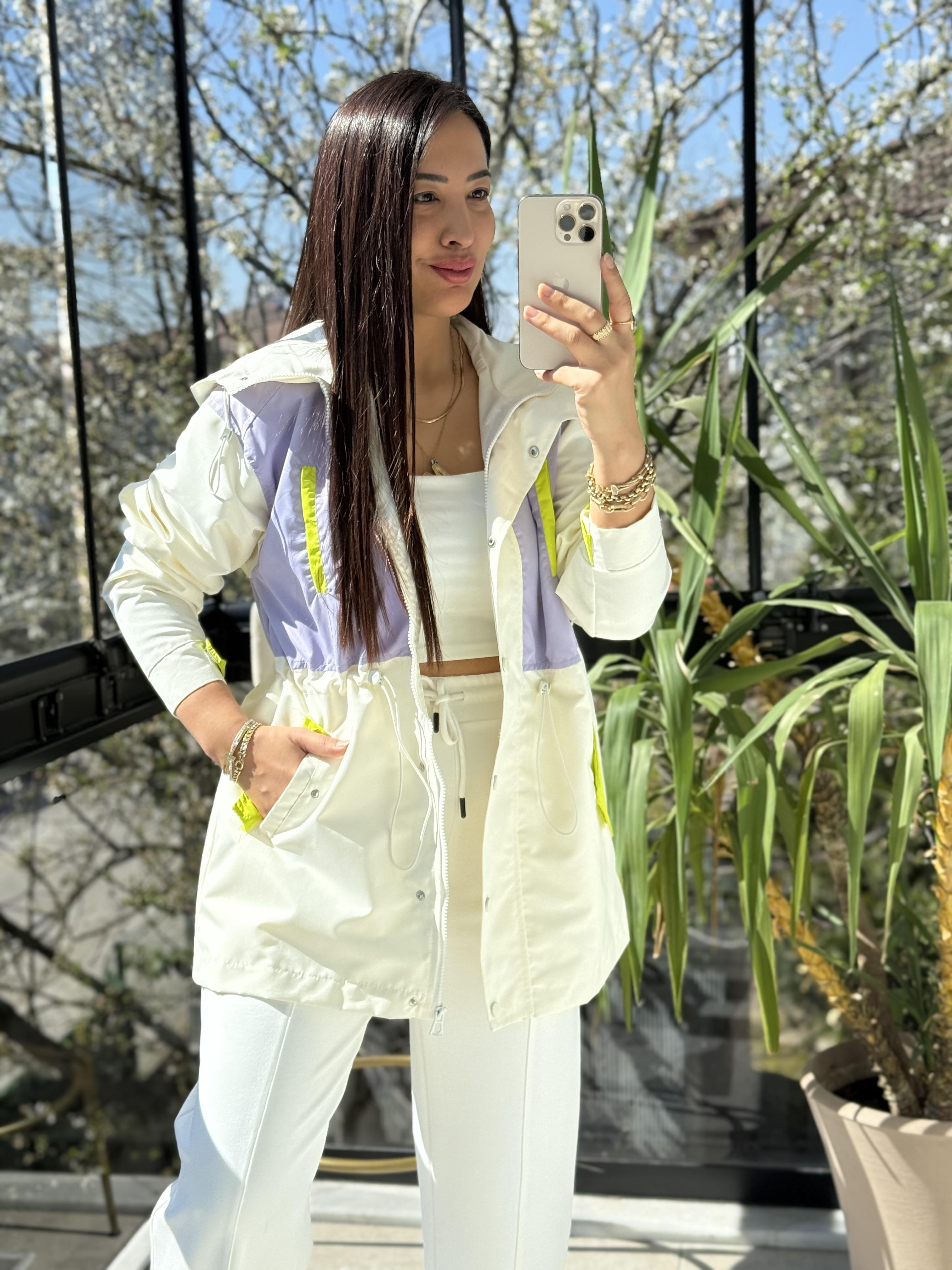 Mini Blok Trençkot Ekru