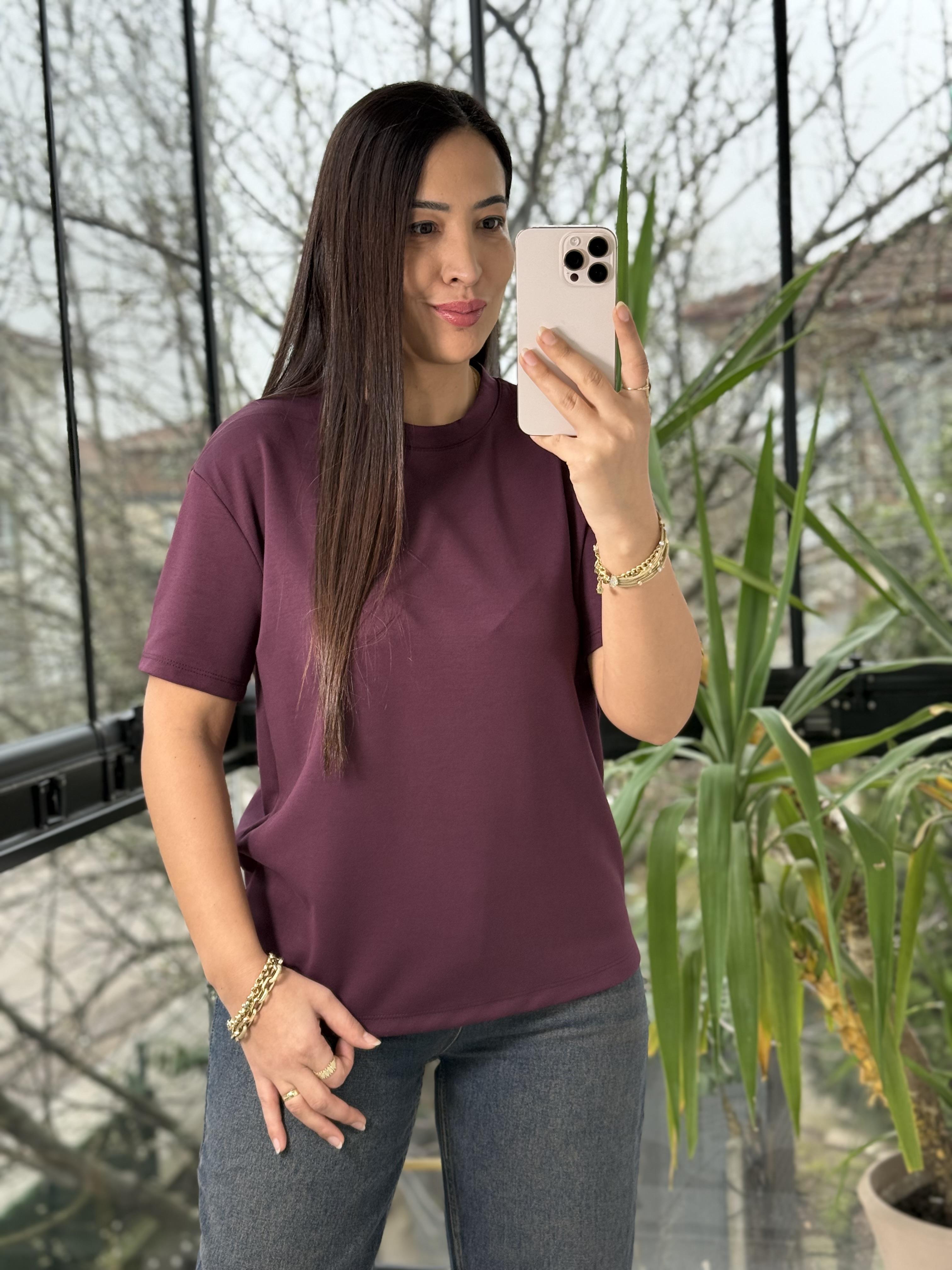 Oysh Modal Basic Tişört Mürdüm