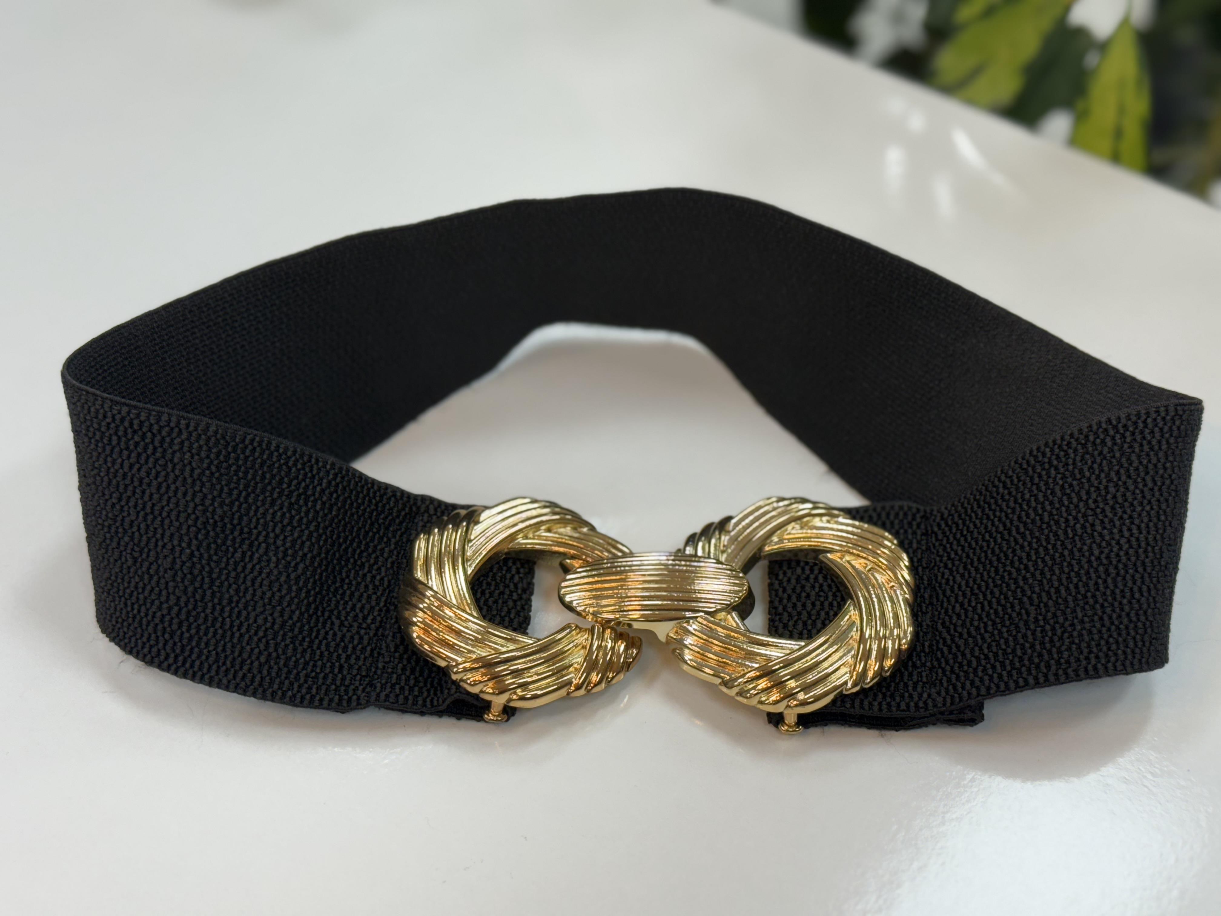 Burgu Tokalı Elbise Kemeri Siyah Gold