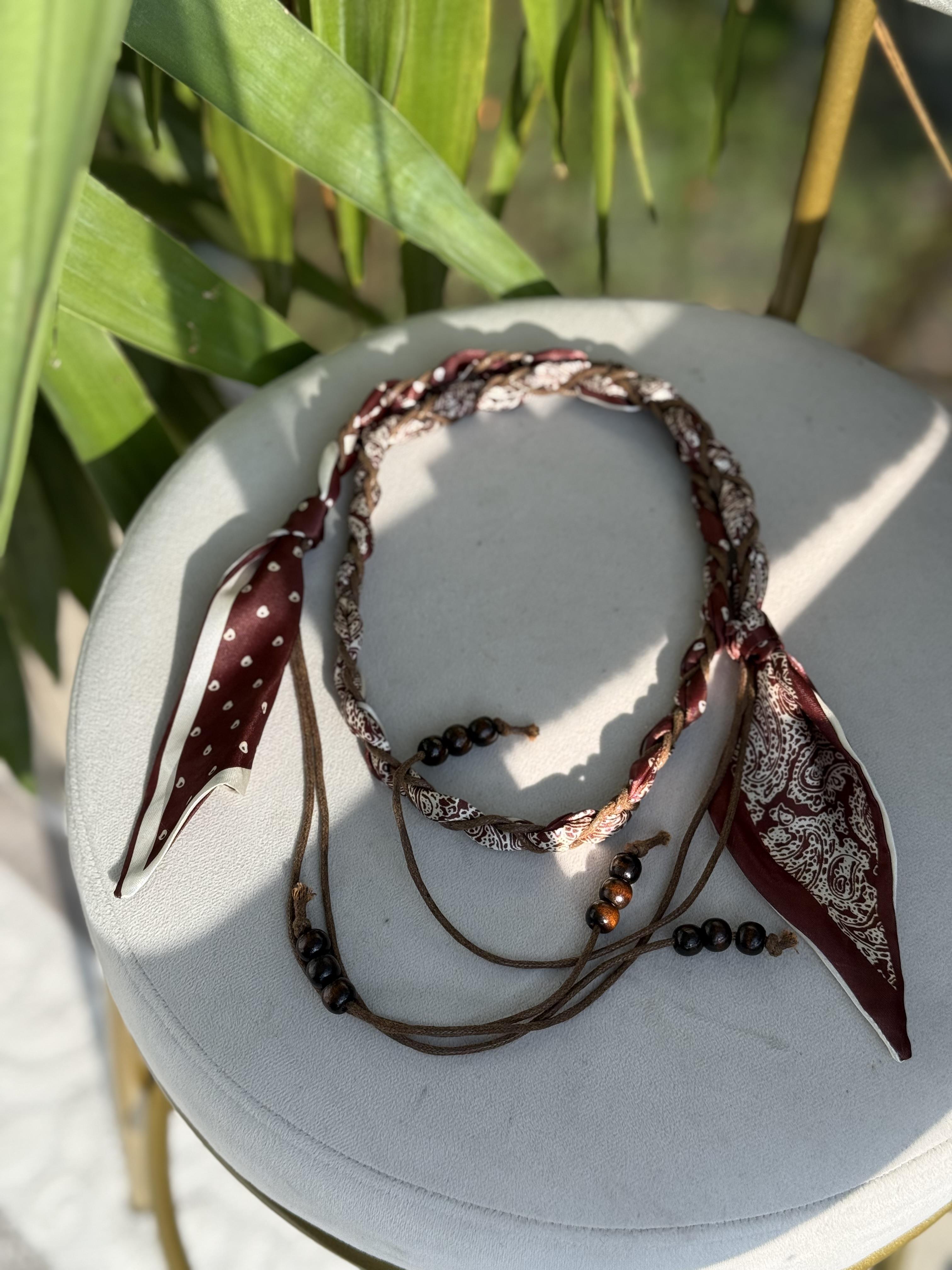 Fular Görünümlü Kemer Koyu Kahve