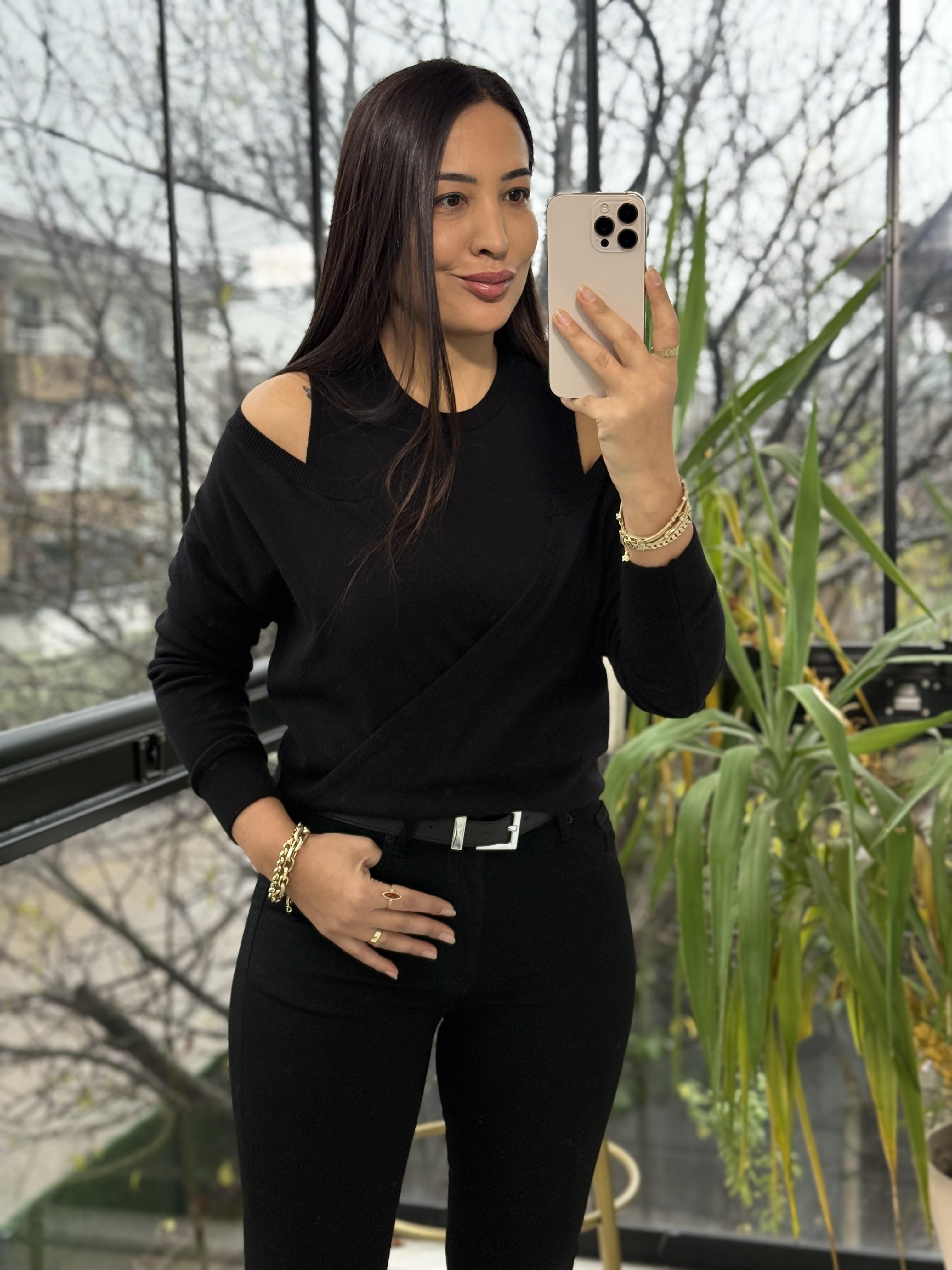 İkili Triko Hırka Siyah