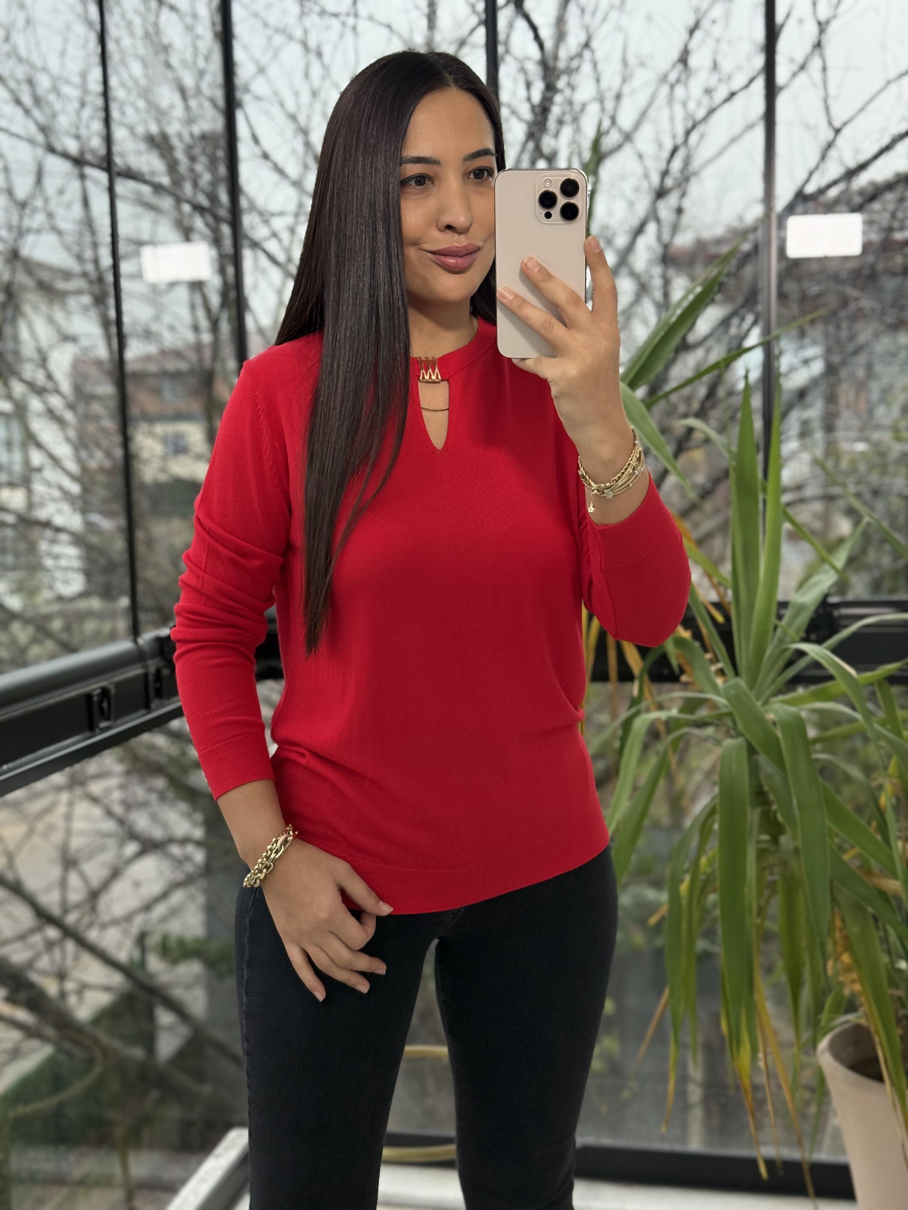 Pencere Detay Gold Tokalı Merserize Kırmızı