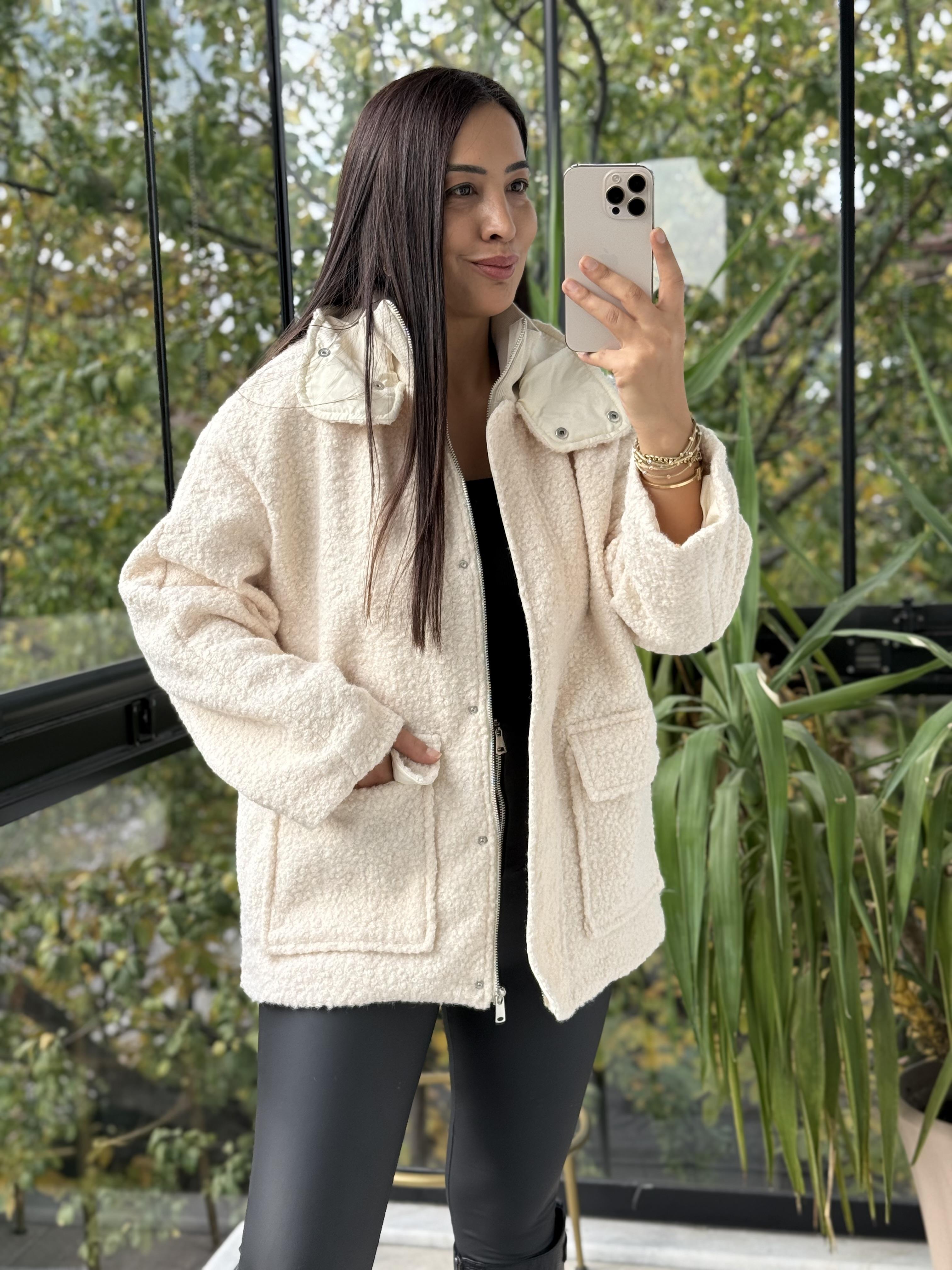 Cepli Kaşe Kaban Ekru