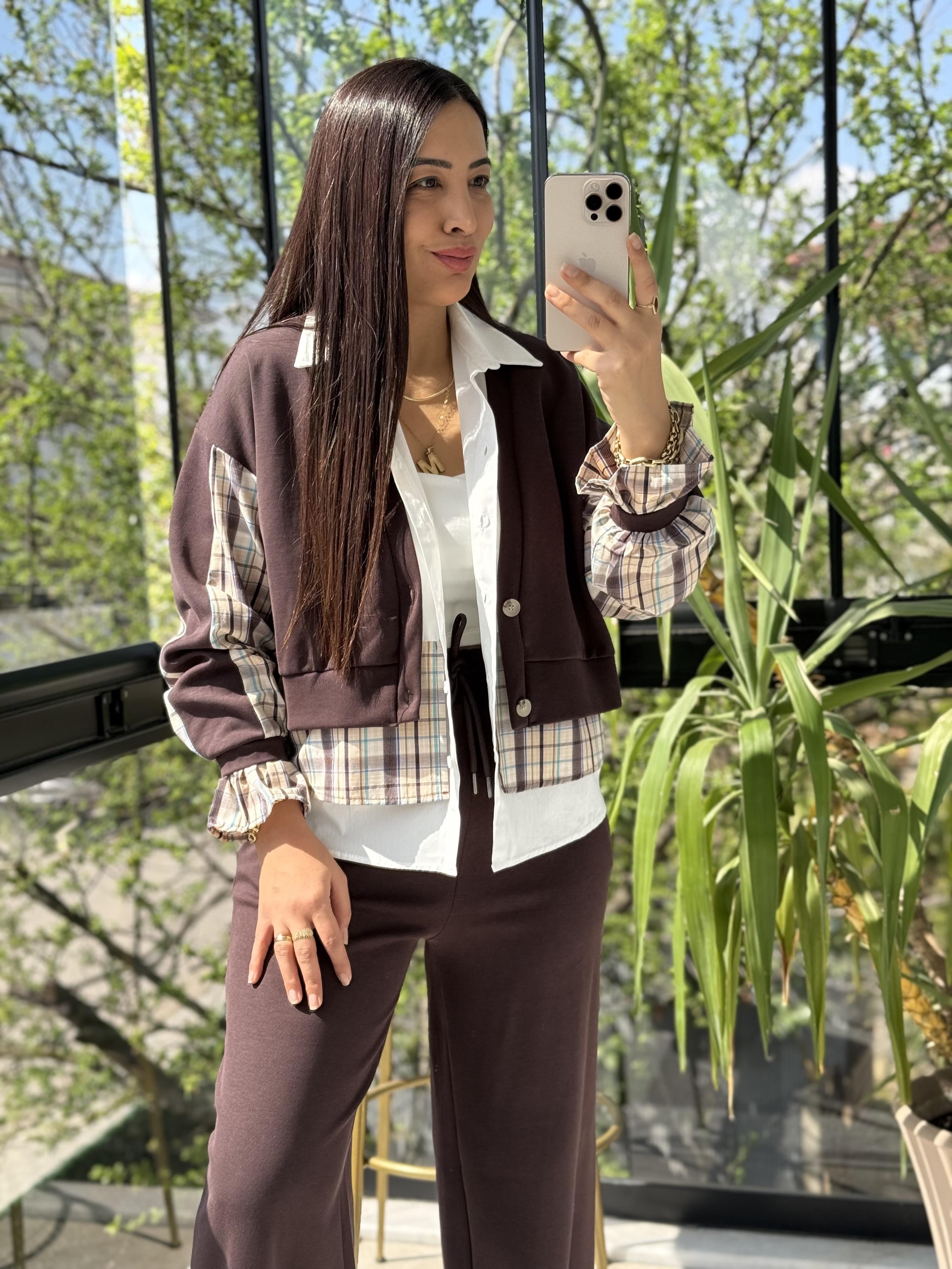 Mix Kumaş 3'lü Takım Kahve