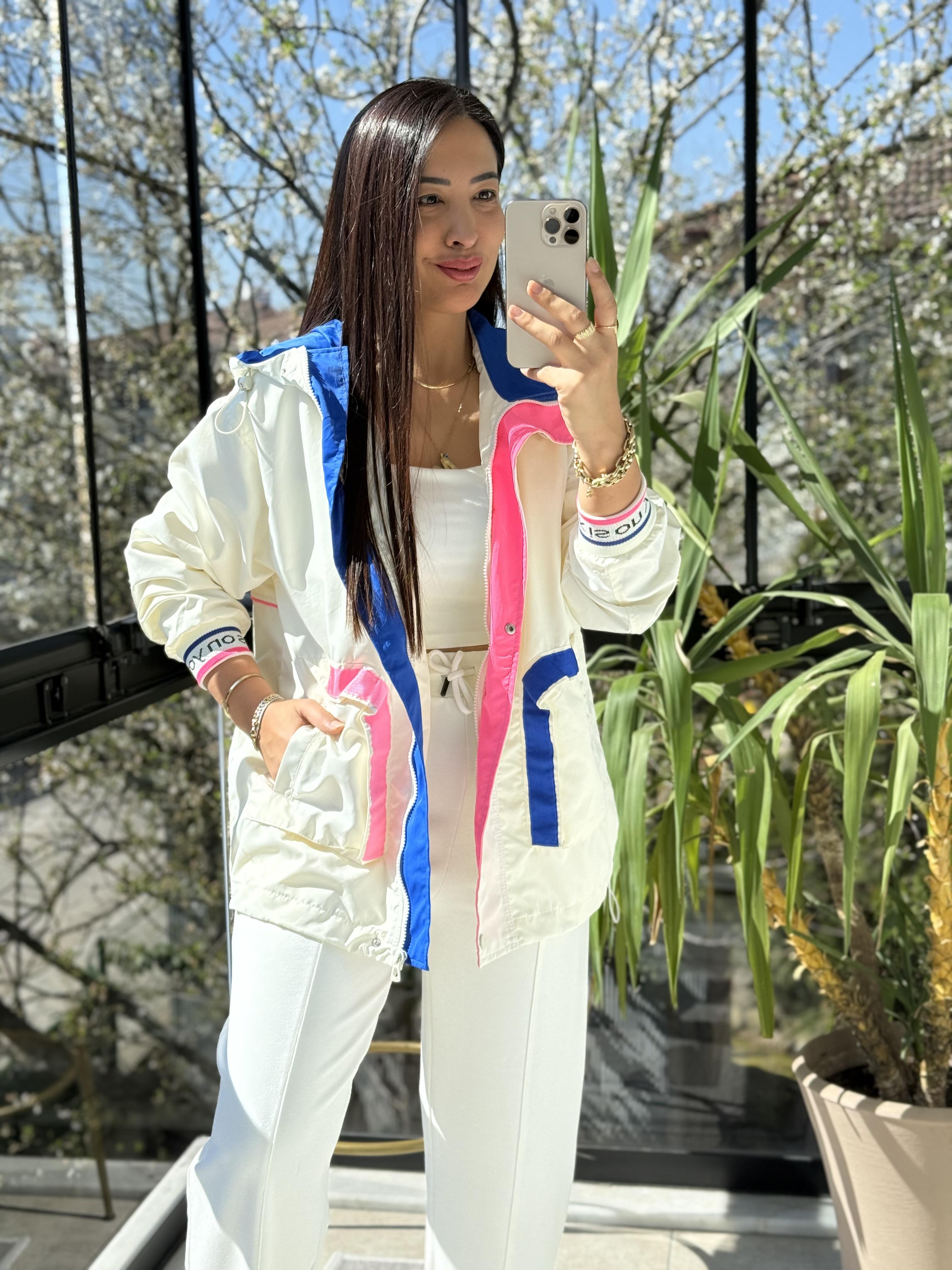 Neon Block Yağmurluk Ekru