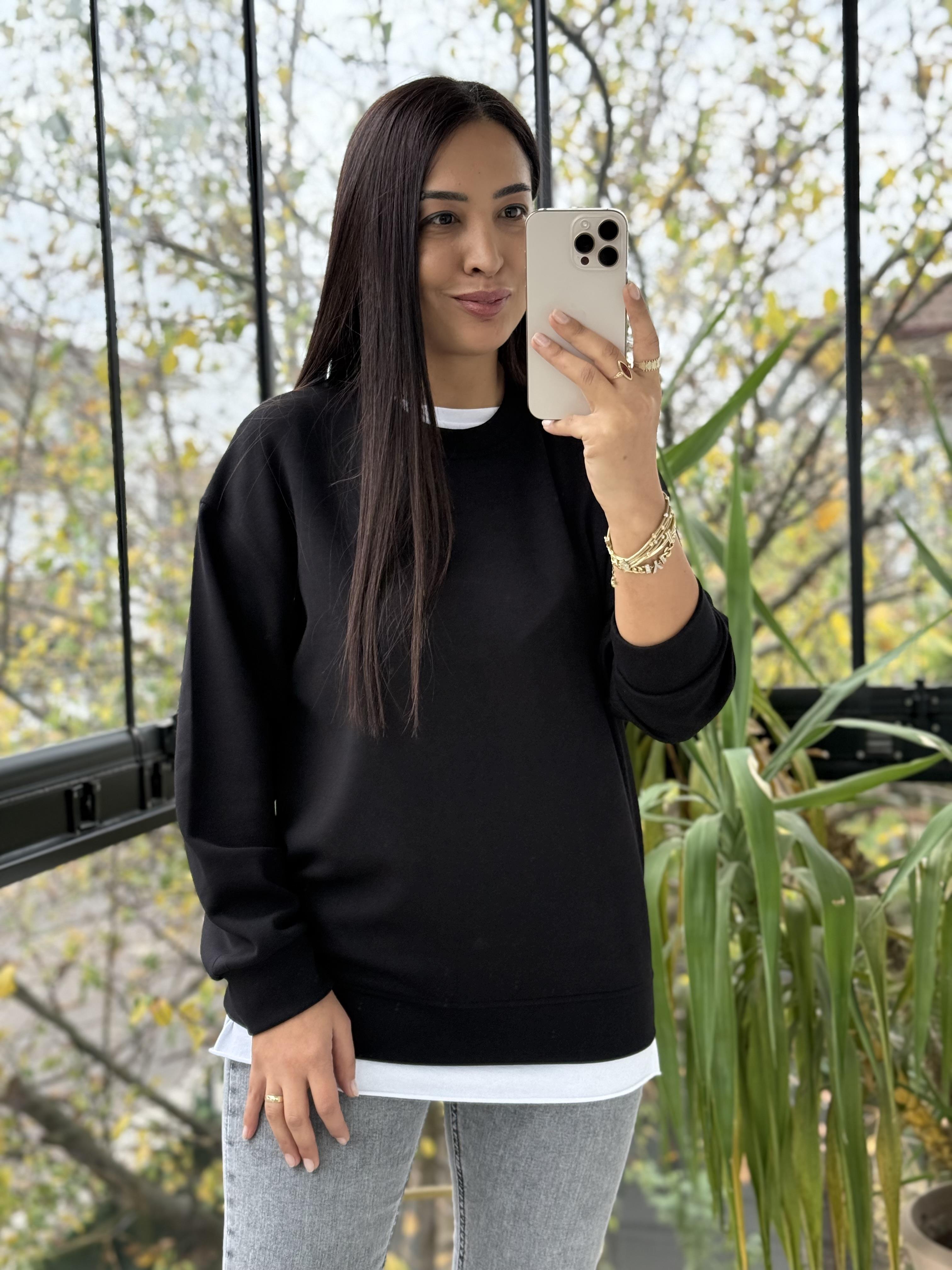 Oysh Basic Sweatshirt Siyah