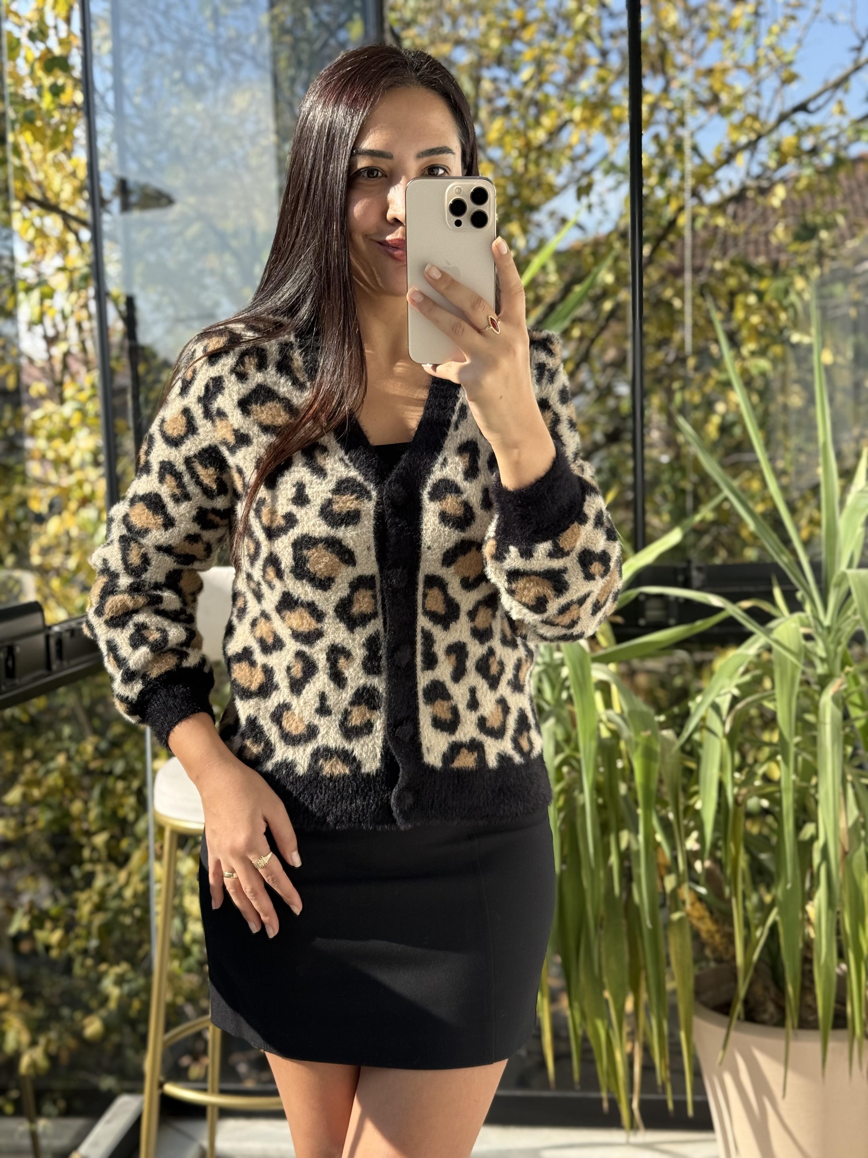 Leopar Desenli Hırka Leopar