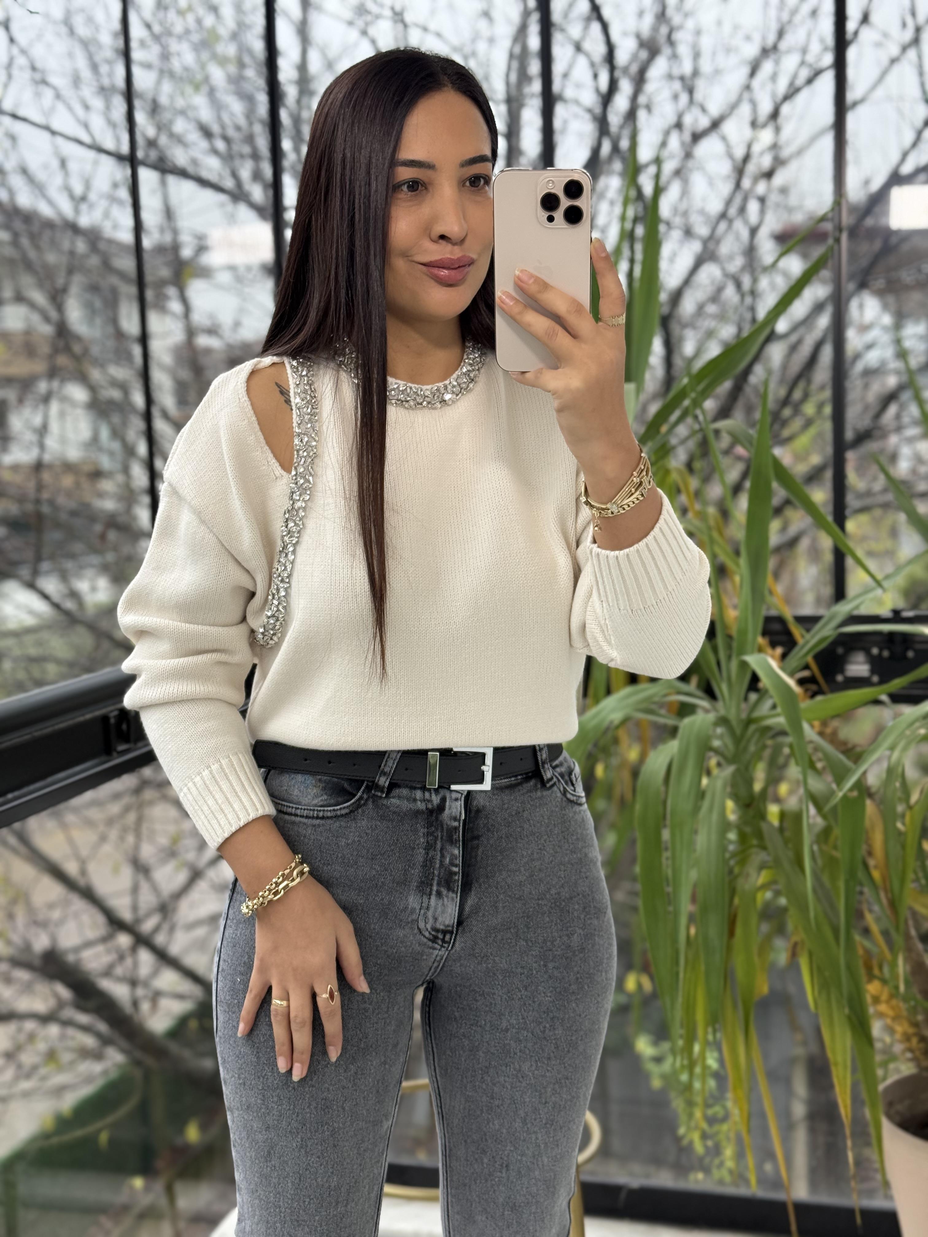 Taş Şerit işleme Cut Aut Kazak Ekru