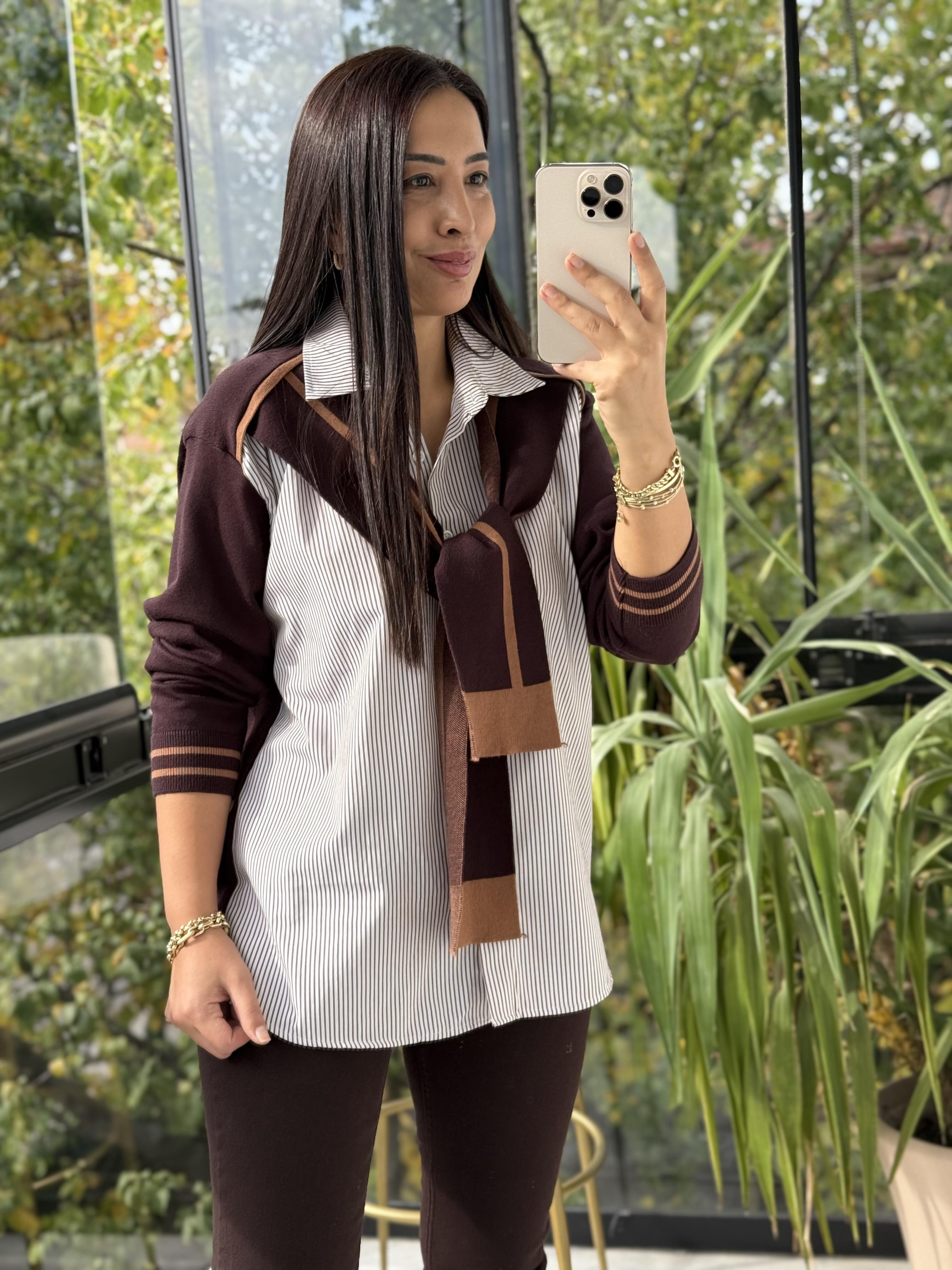 Twst Model Bağlamalı Gömlek Kahve