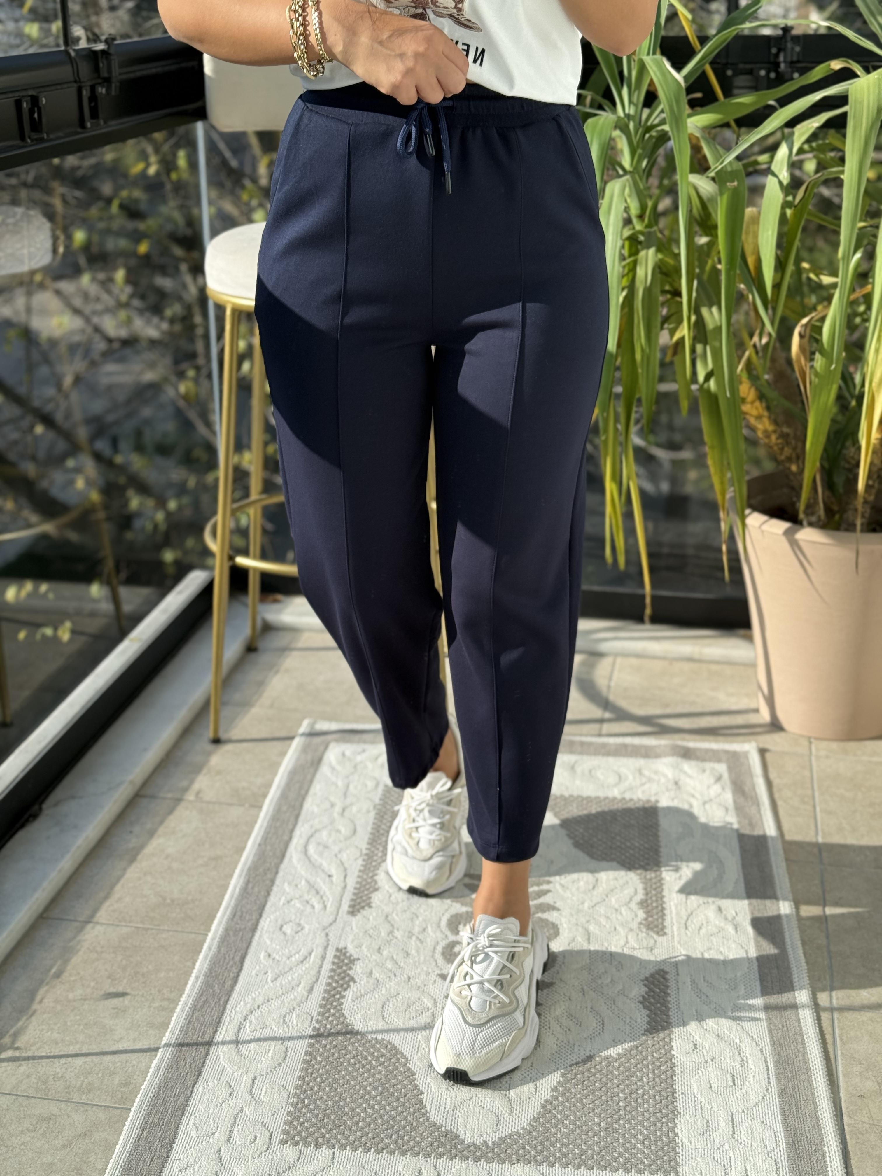 Modal Önü Dikişli Pantolon Lacivert