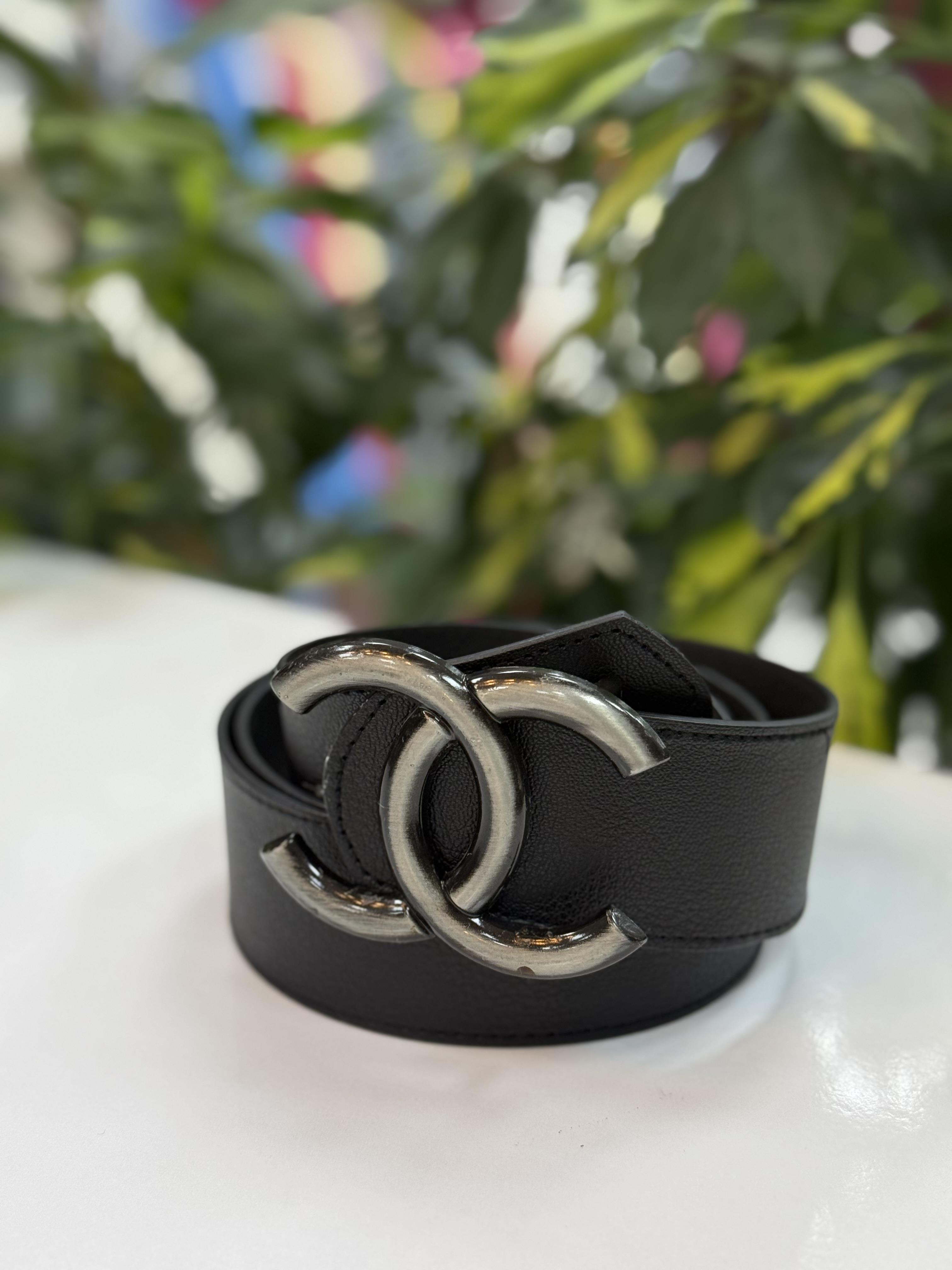 Chanel Tokalı Elbise Kemeri Siyah Gümüş