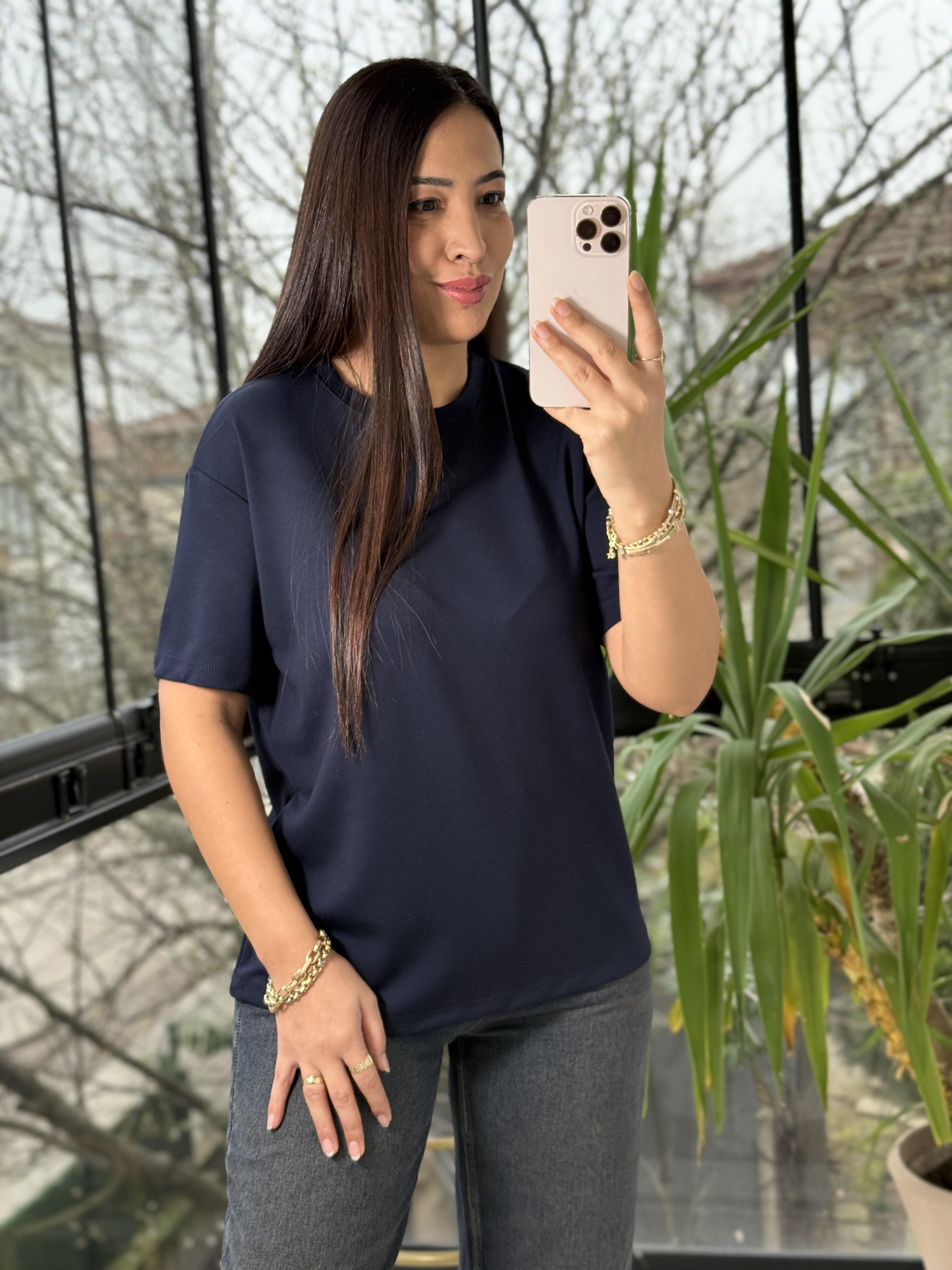 Oysh Modal Basic Tişört Lacivert