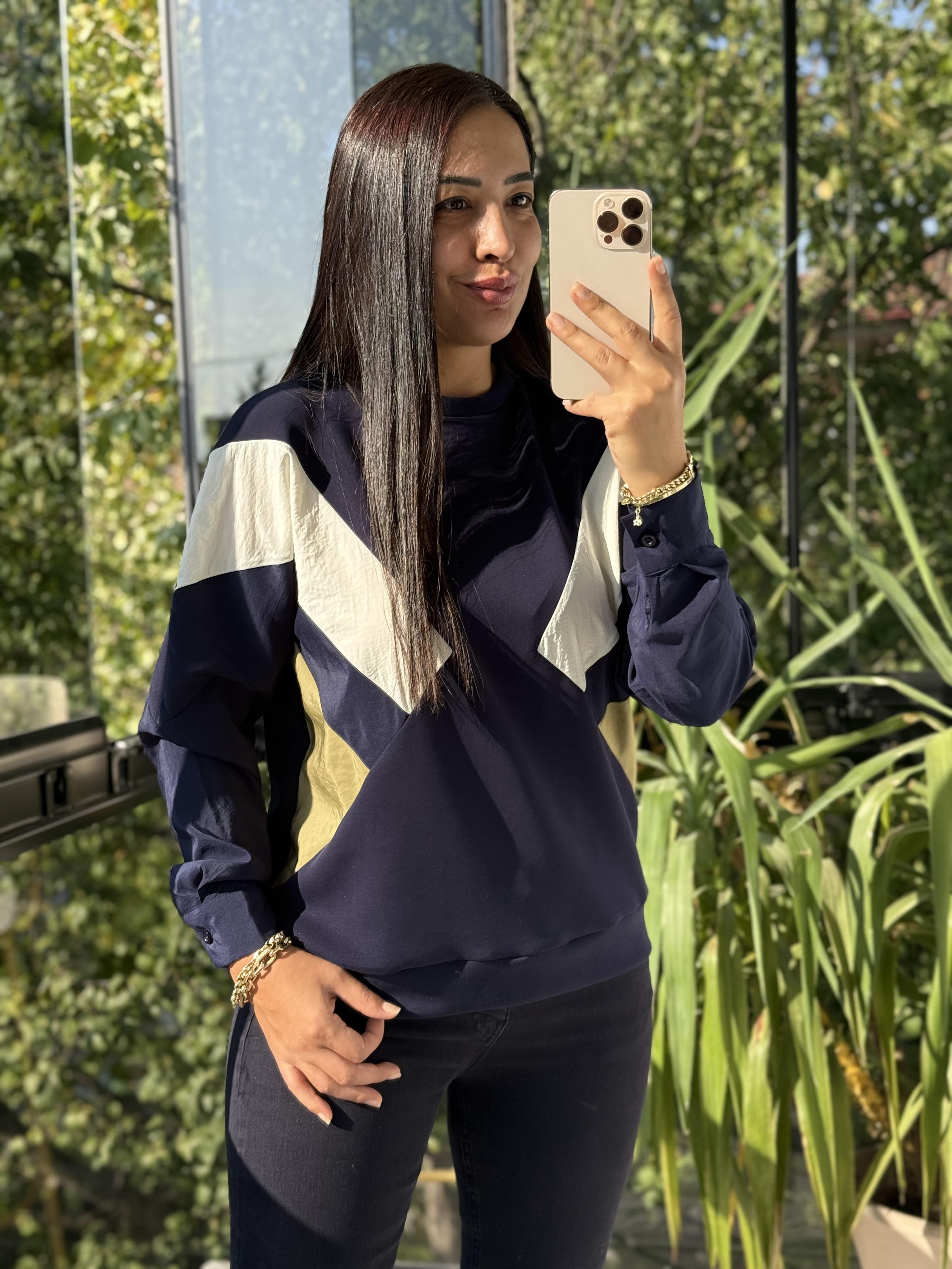 Gömlek Kol Mix Sweatshirt Lacivert