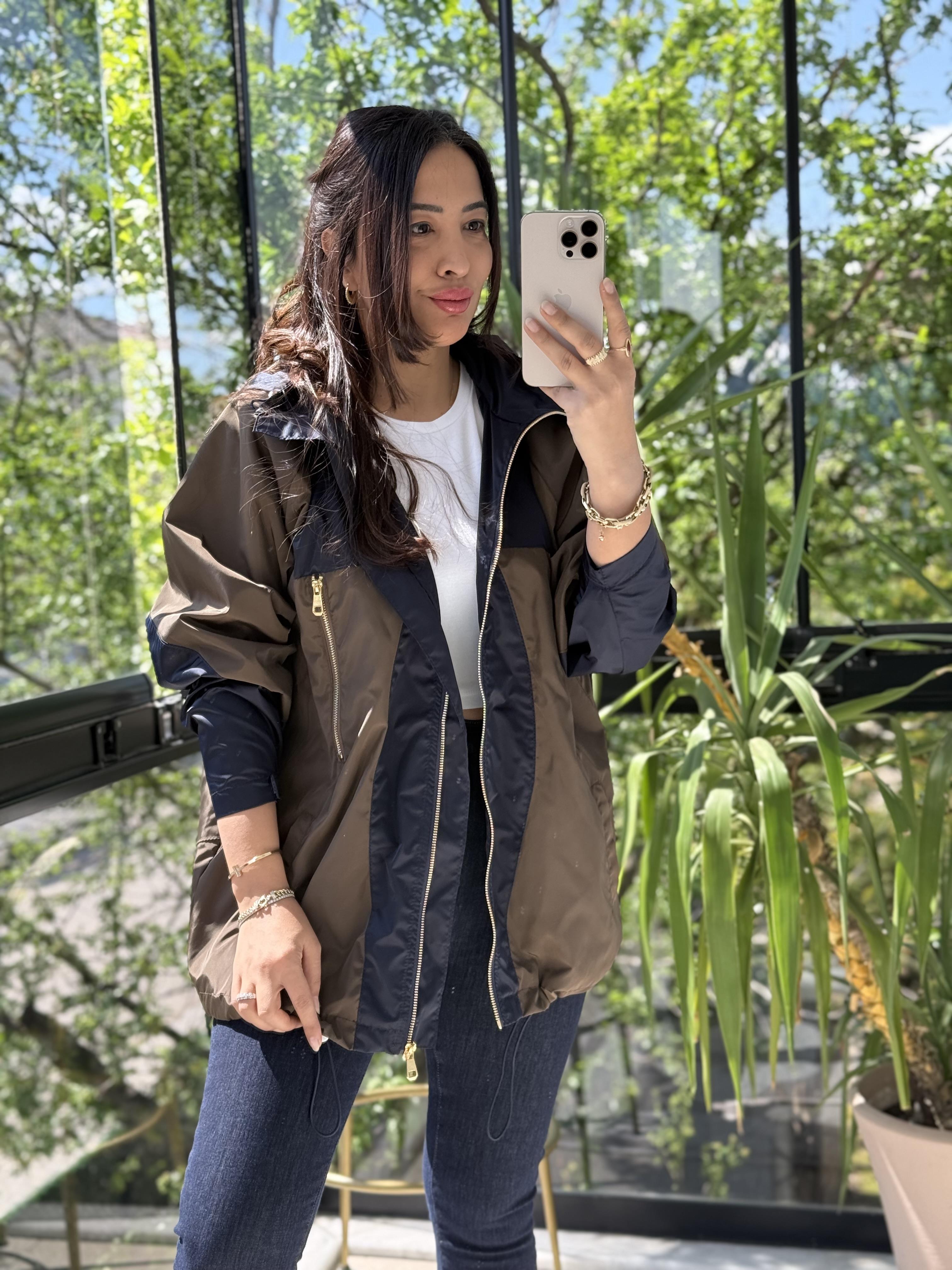 Gold Fermuarlı Yağmurluk Lacivert