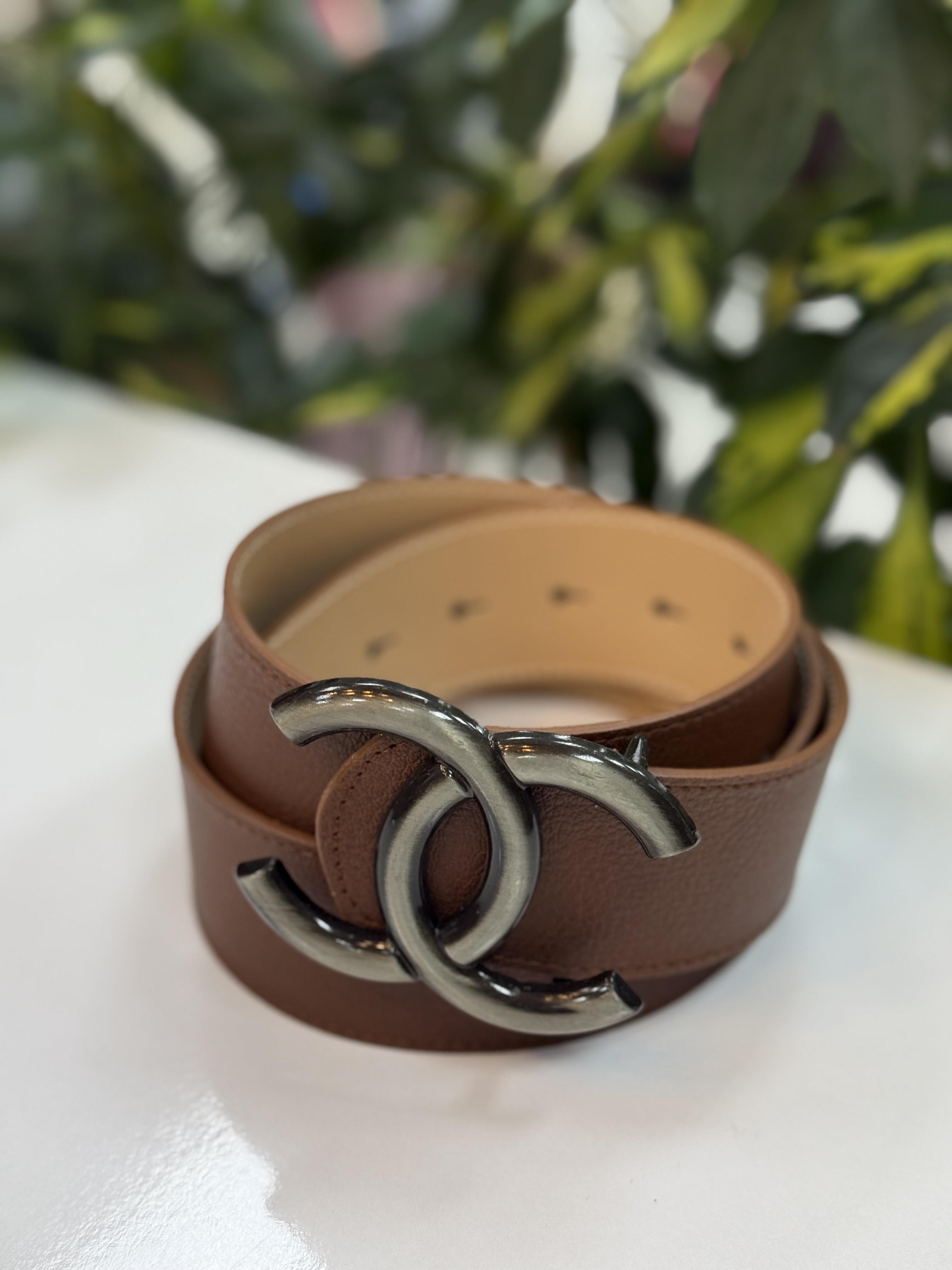 Chanel Tokalı Elbise Kemeri Kahve Gümüş