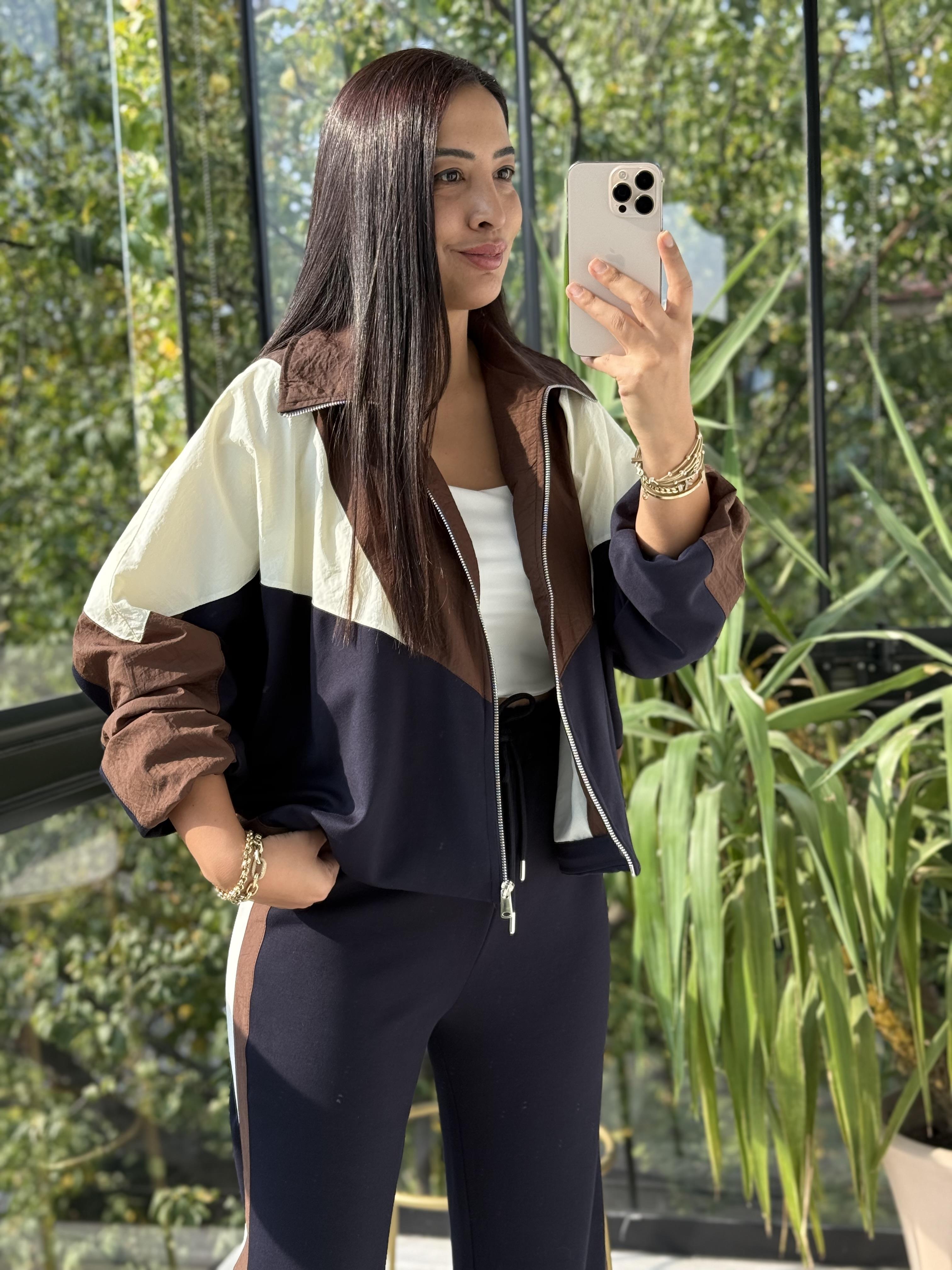 Parçalı Fermuarlı Tasarım Takım Lacivert