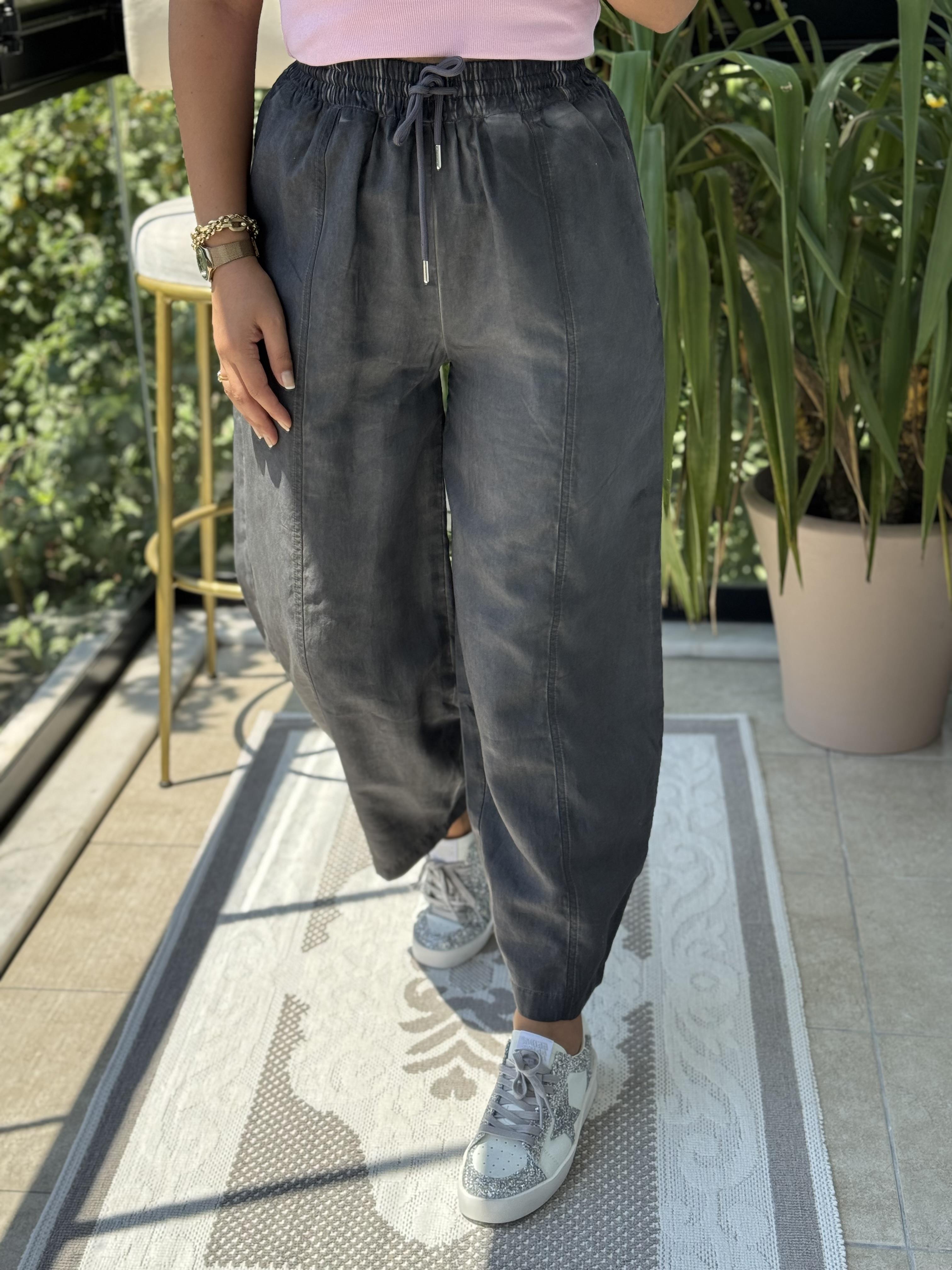 Asit Yıkamalı Bagi Pantolon Antrasit