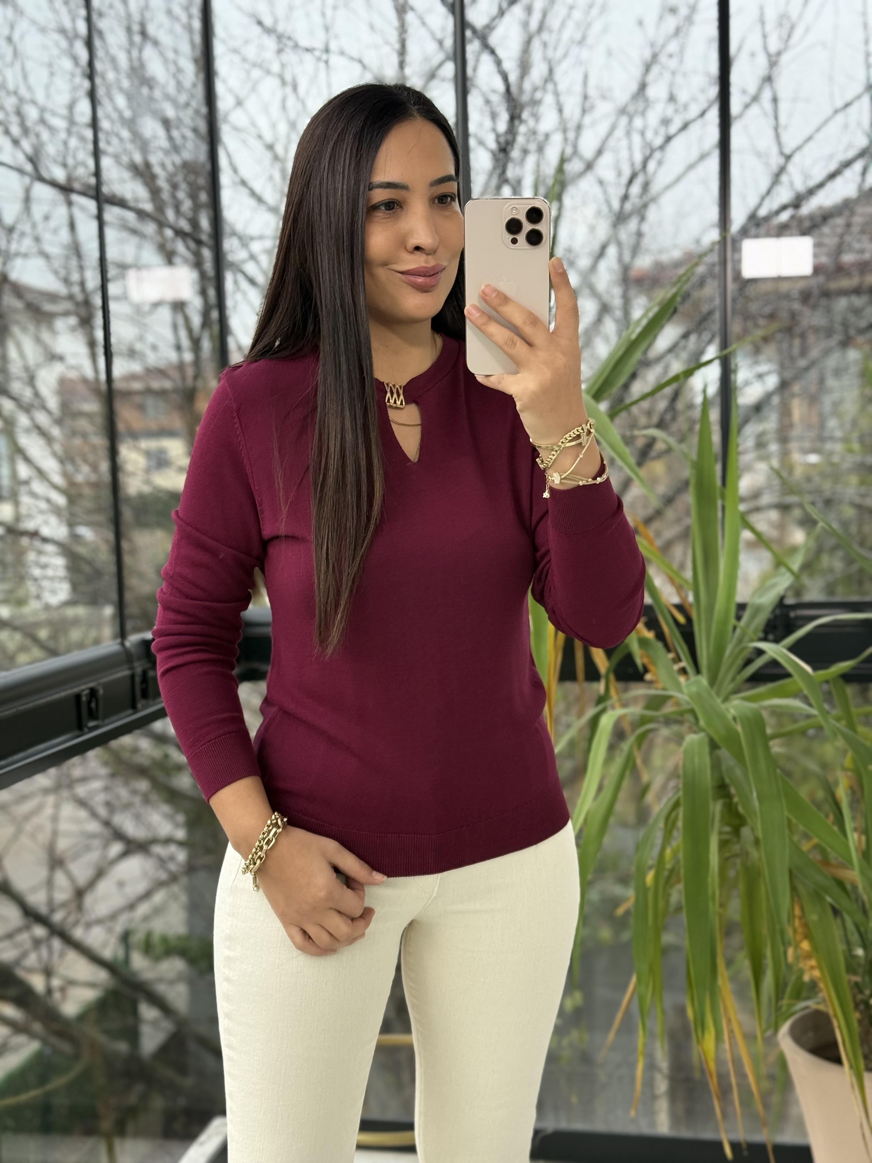 Pencere Detay Gold Tokalı Merserize Mürdüm