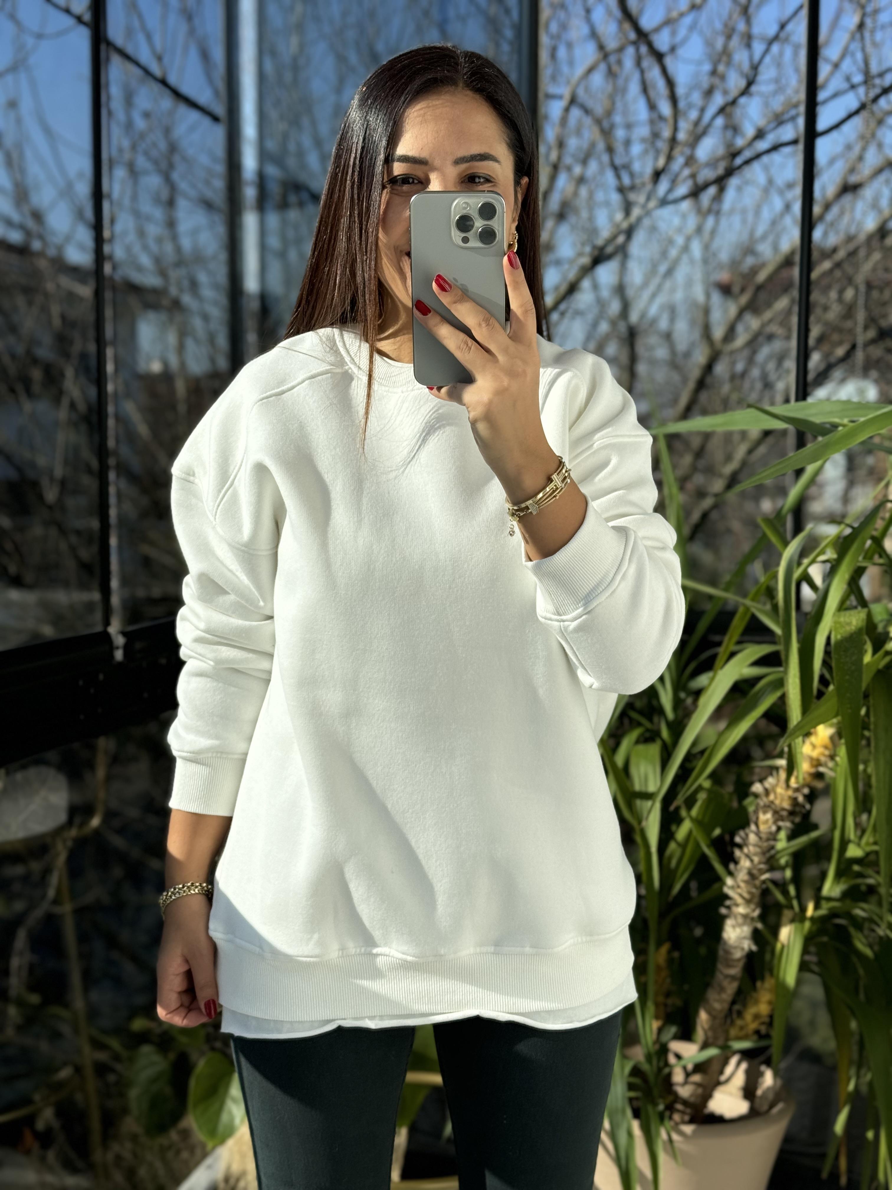 Basic Sweatshirt Beyaz