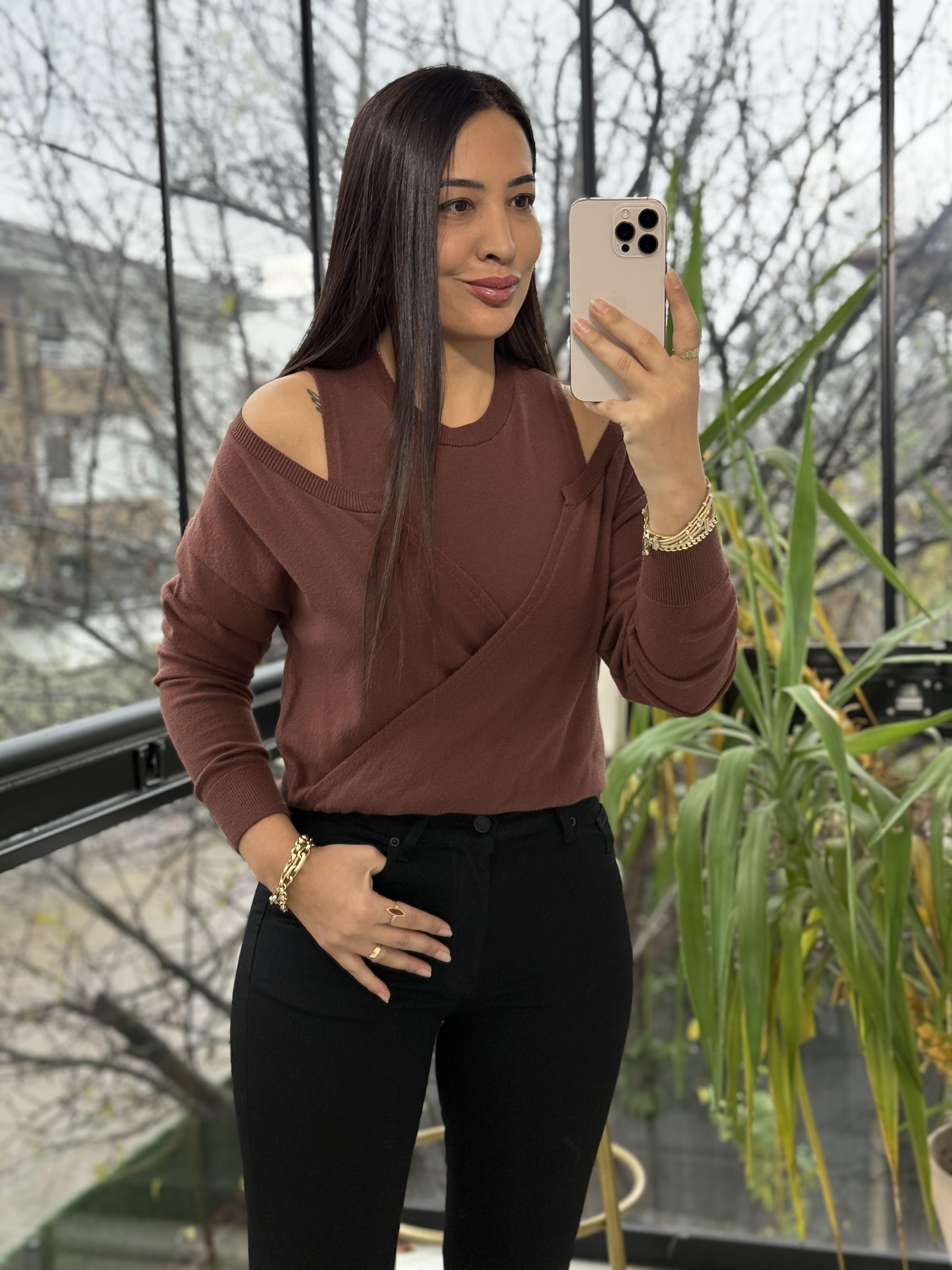 İkili Triko Hırka Kahve