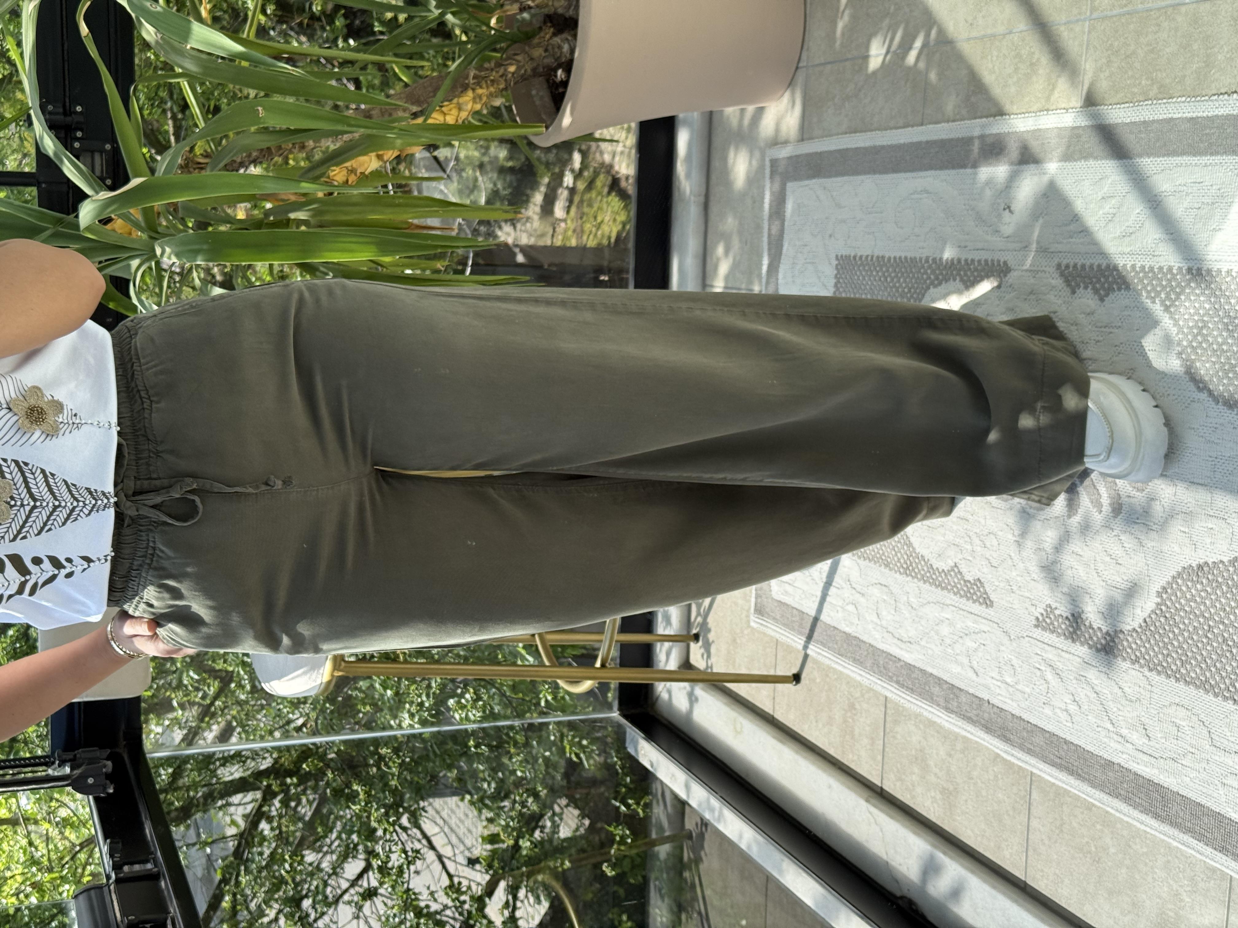 Lastikli Palazzo Pantolon Yeşil