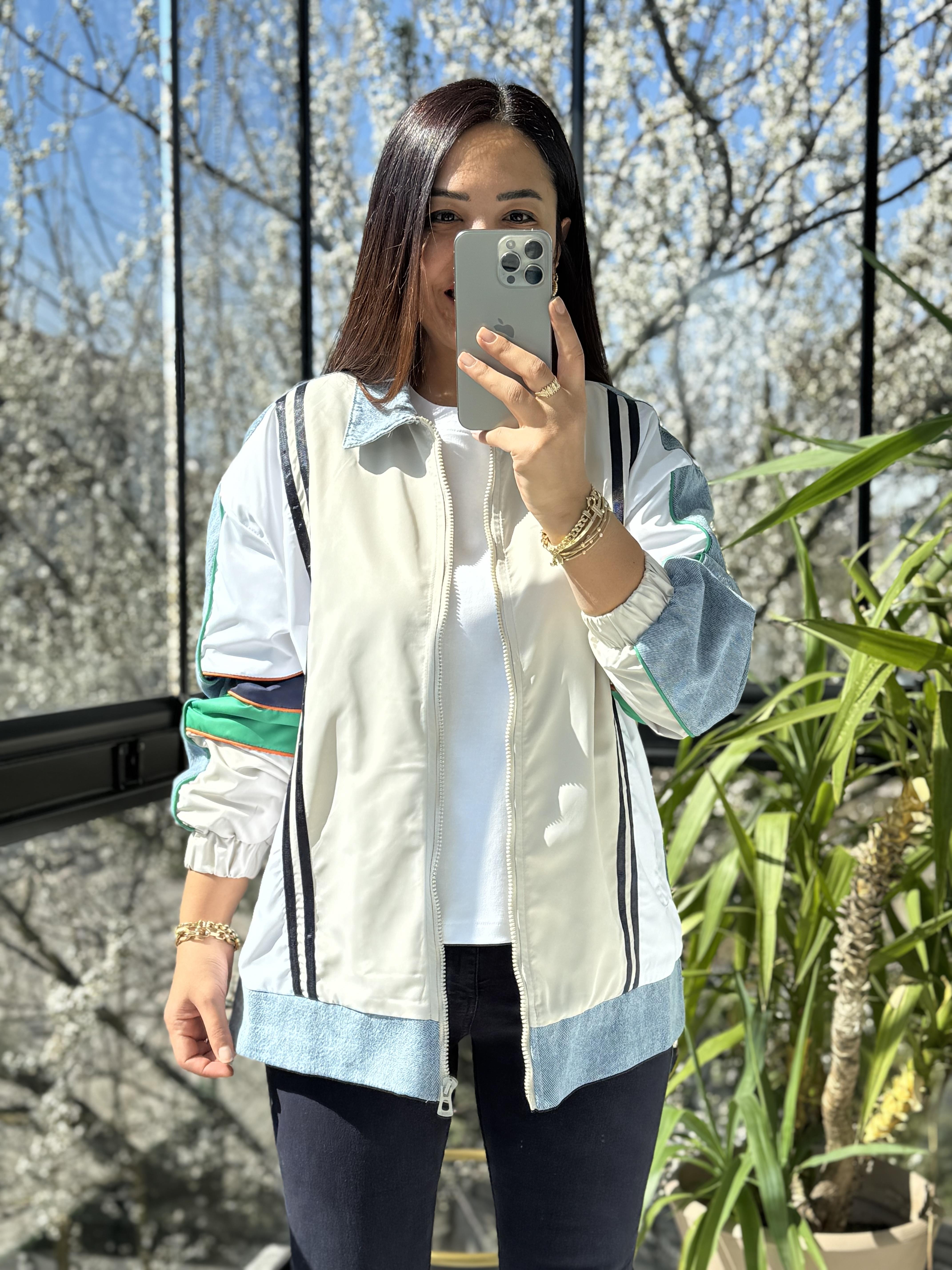 ColorBlock Bomber Ceket Taş