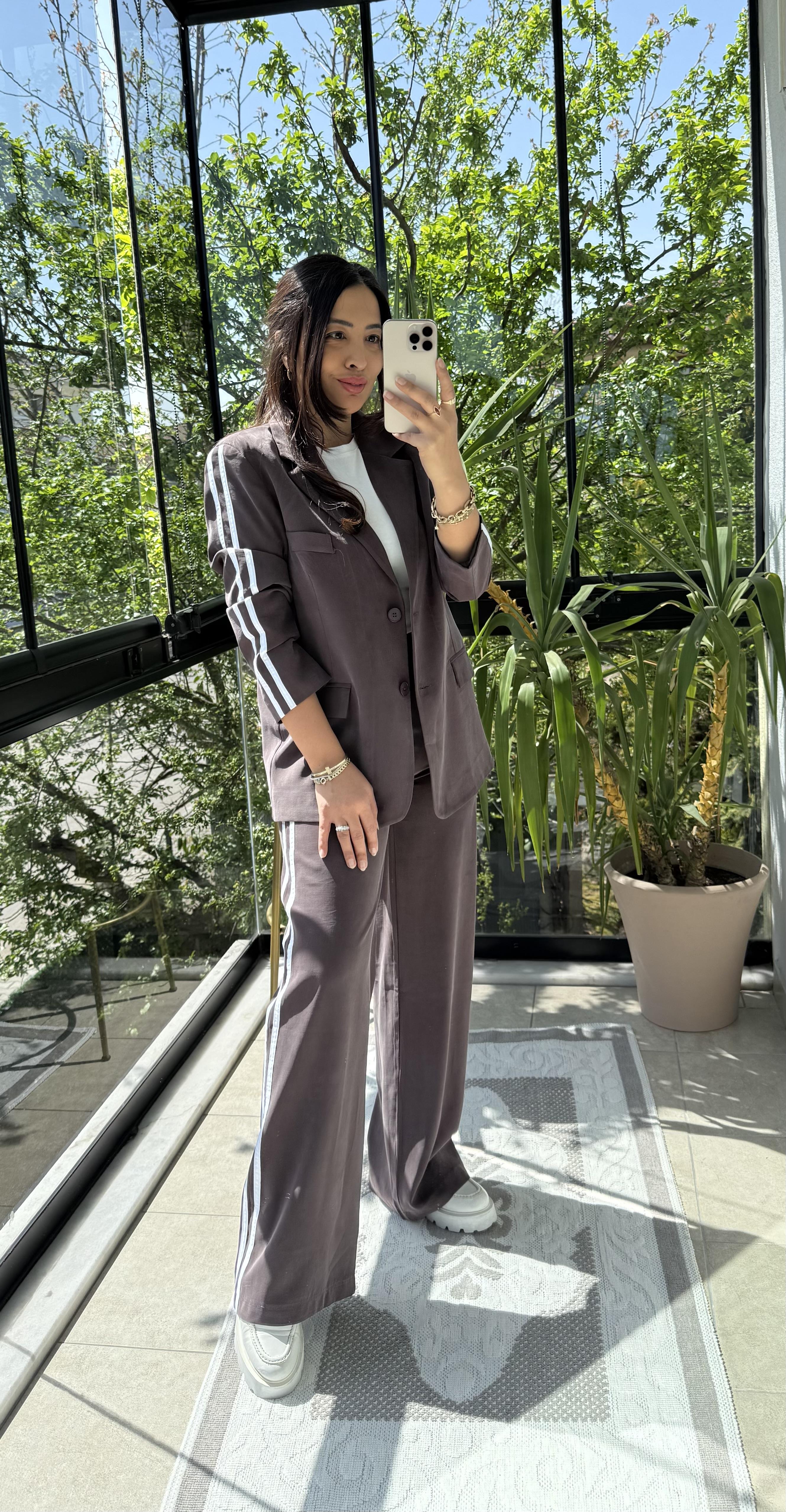 Zra Ceketli Tensel Modal Takım Kahve