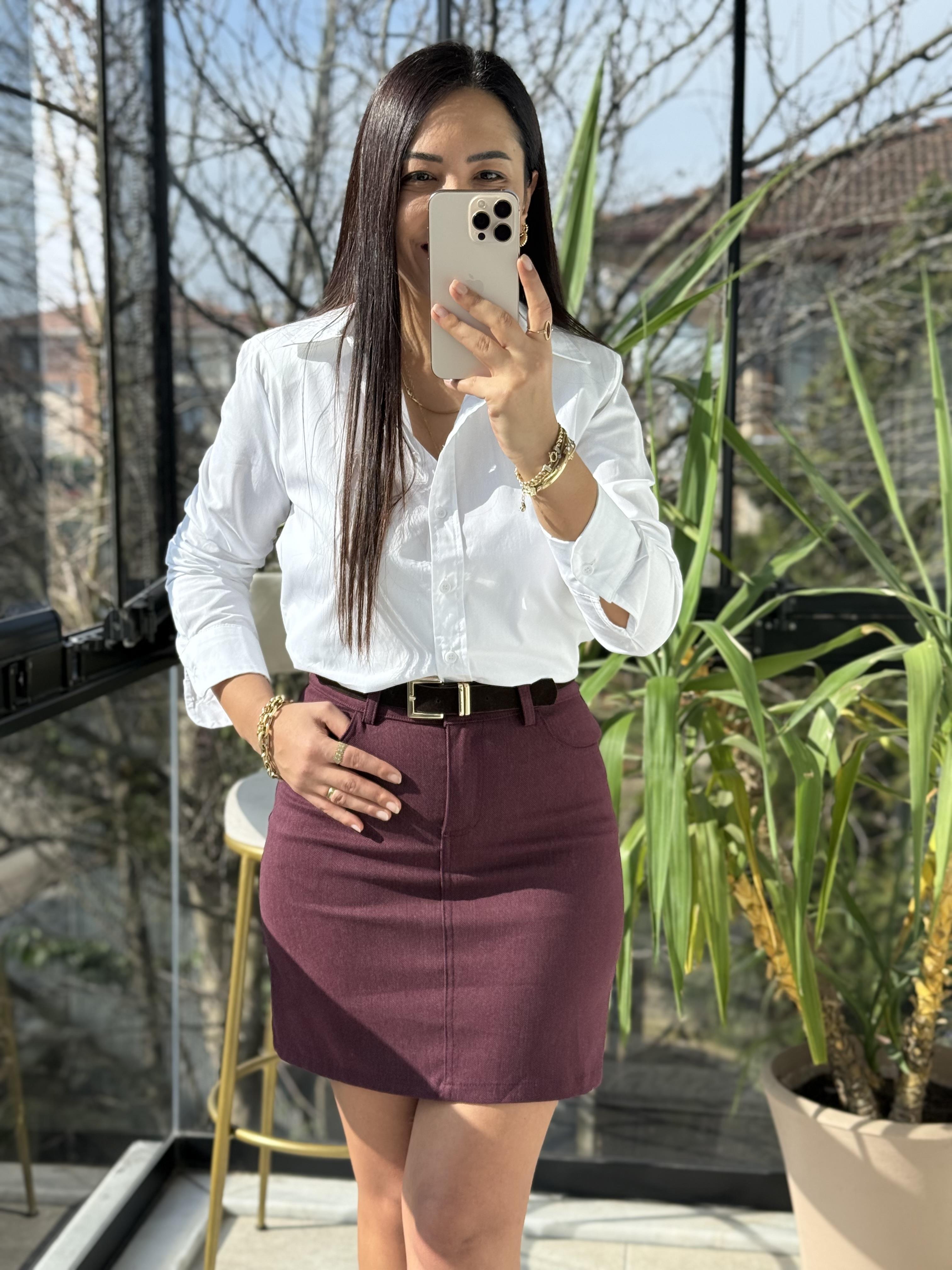 Vatkalı Poplin Gömlek Beyaz