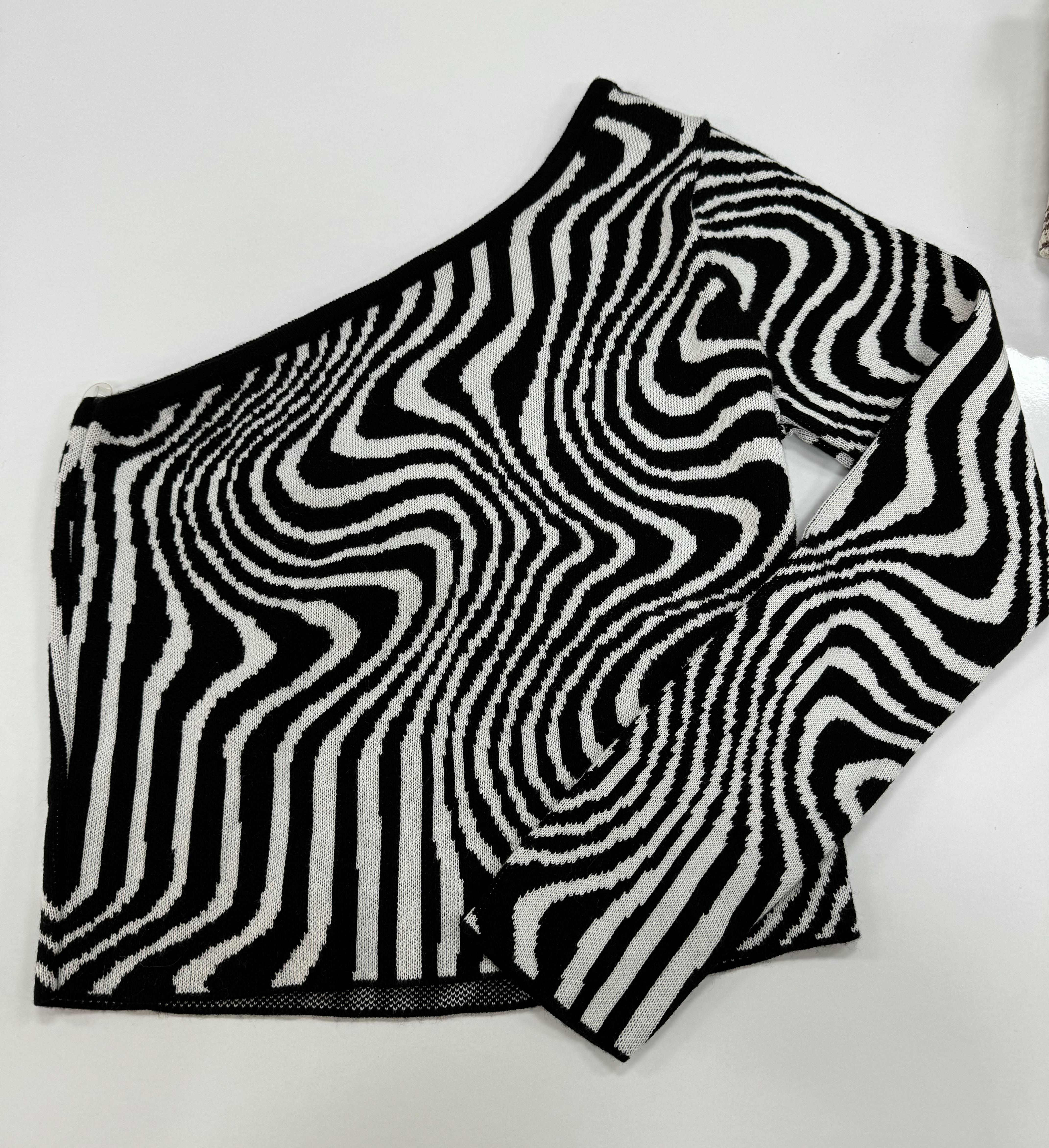 Dalga Desen Tek Kol Triko 