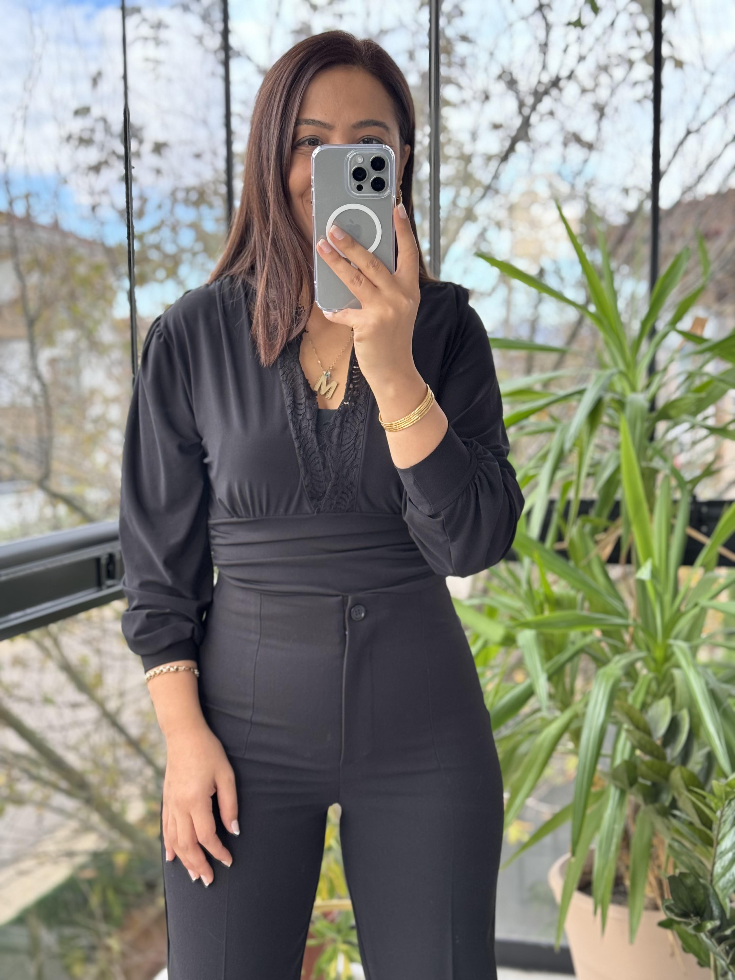 Dantel Detaylı Bodysuit Siyah