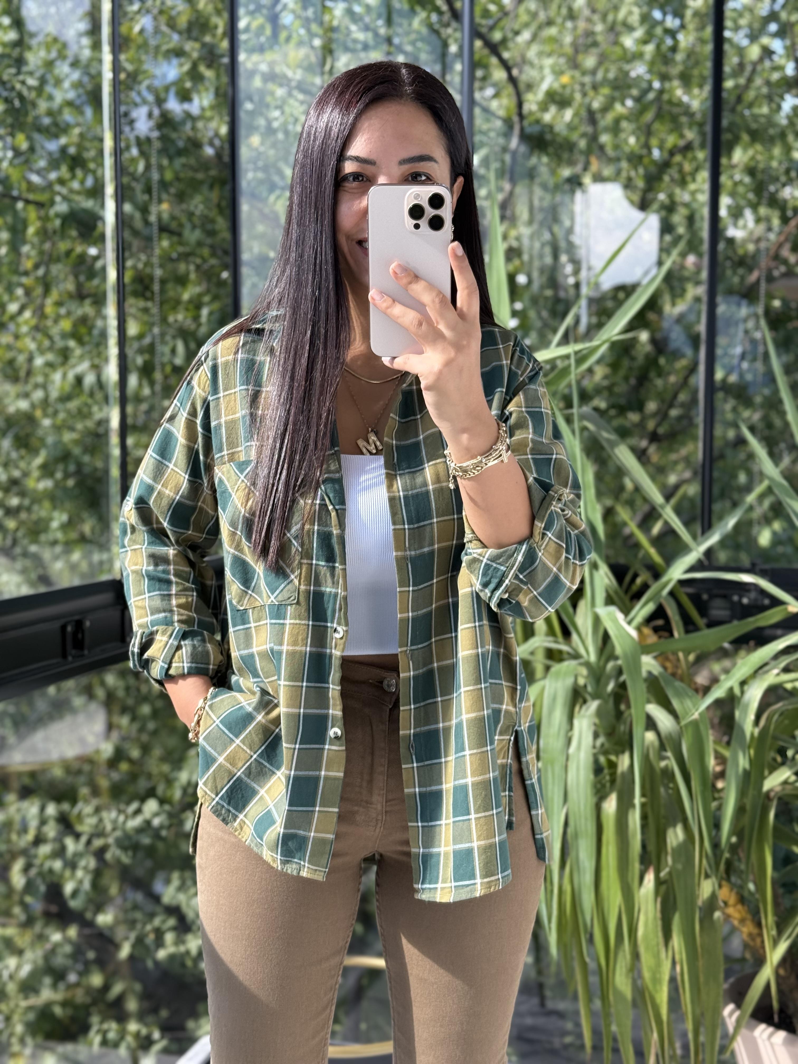 Ekoseli Oduncu Gömleği Yeşil