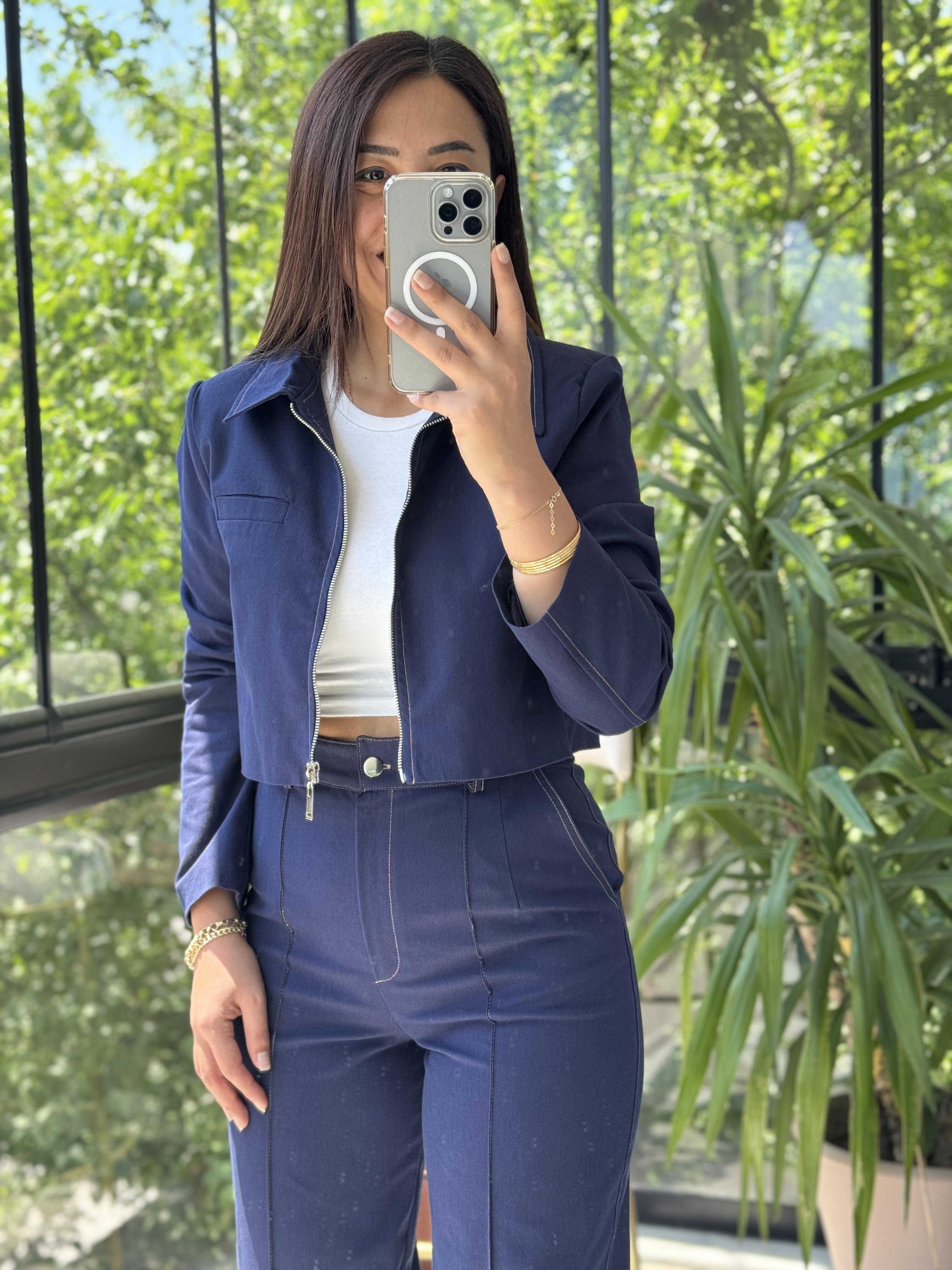 Denim Gabardin Takım Lacivert