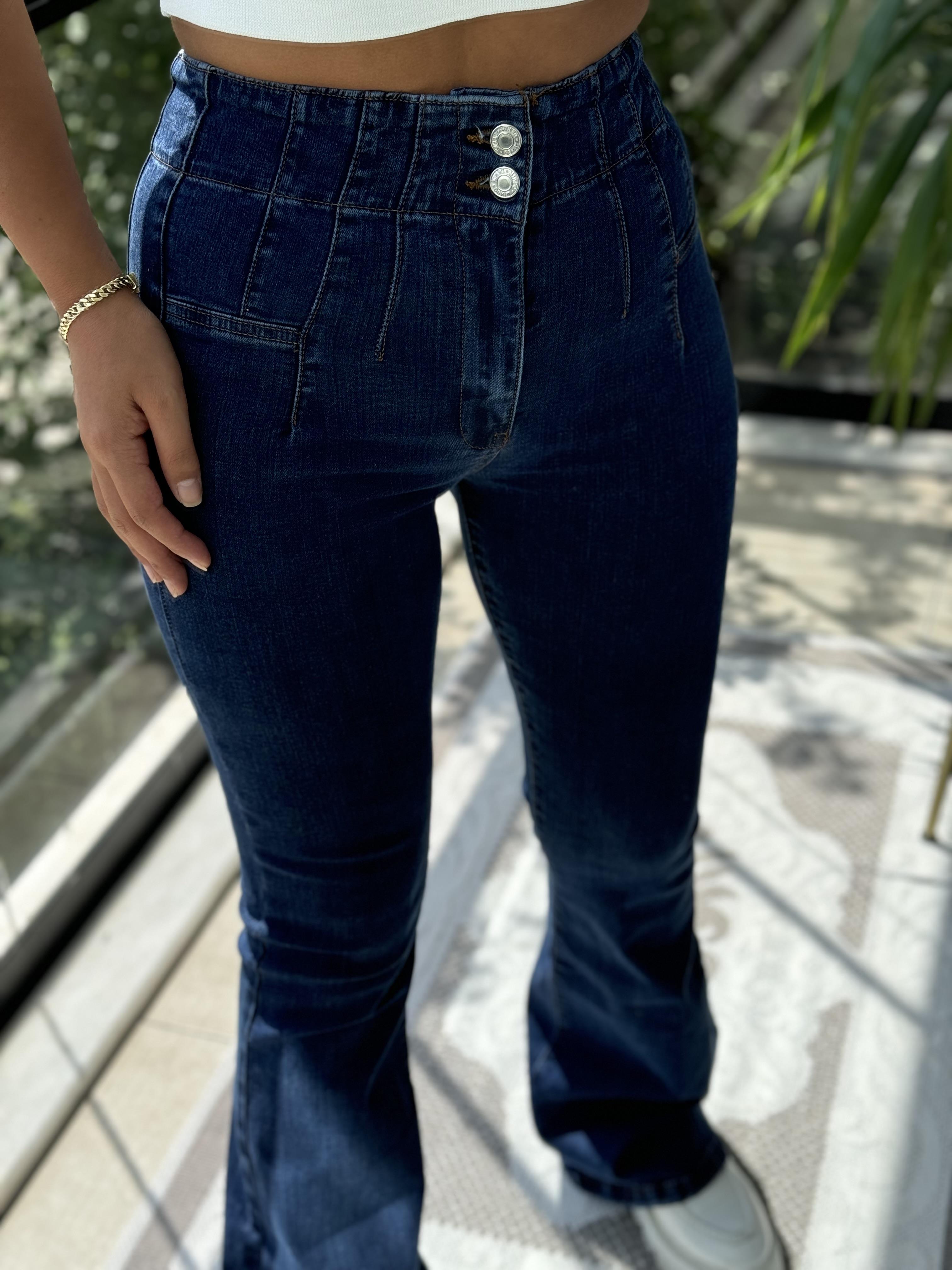 Dikişli Paça Pensli İspanyol Jean Lacivert