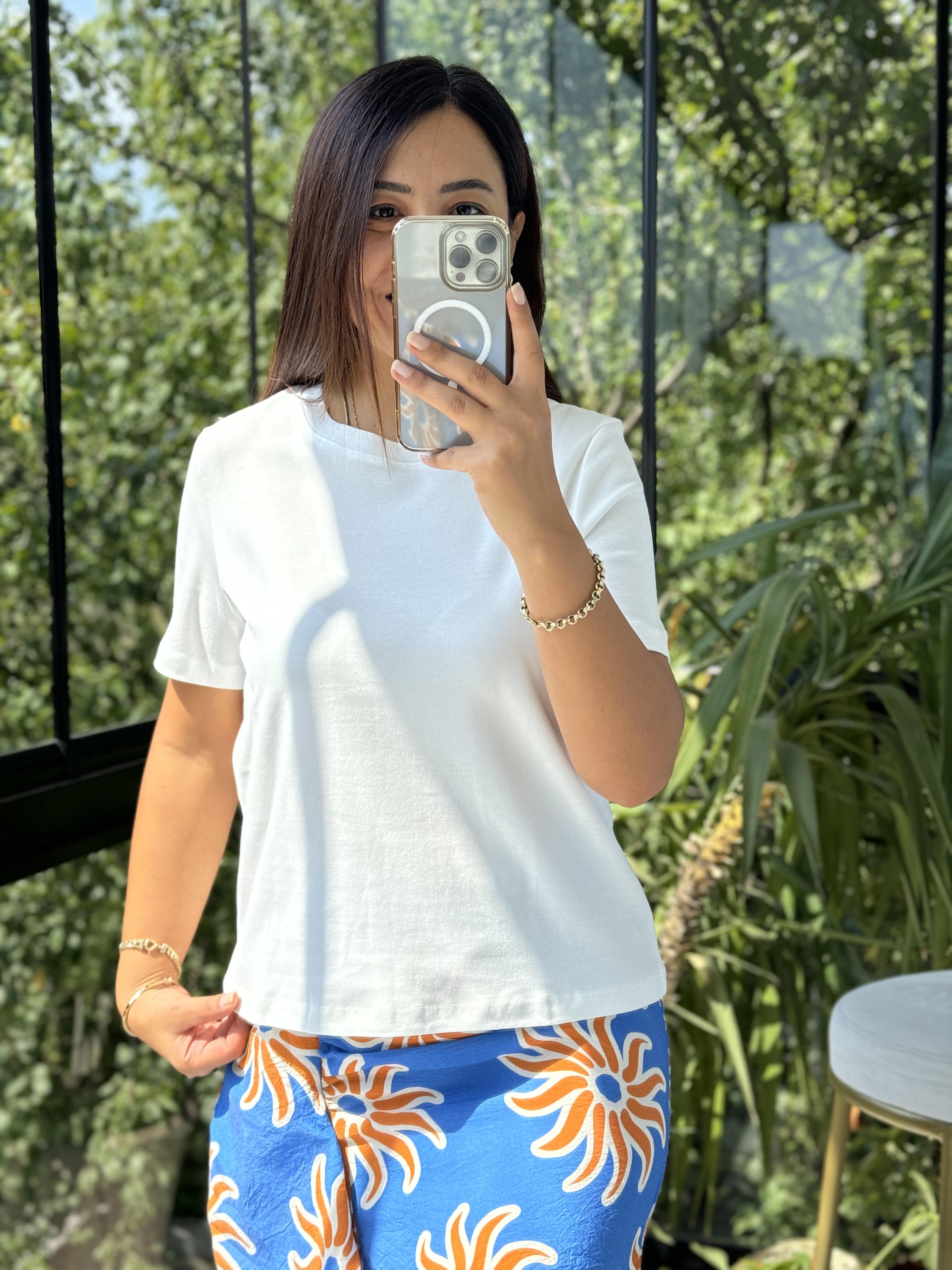 Dilvin Bisiklet Yaka Tişört Ekru