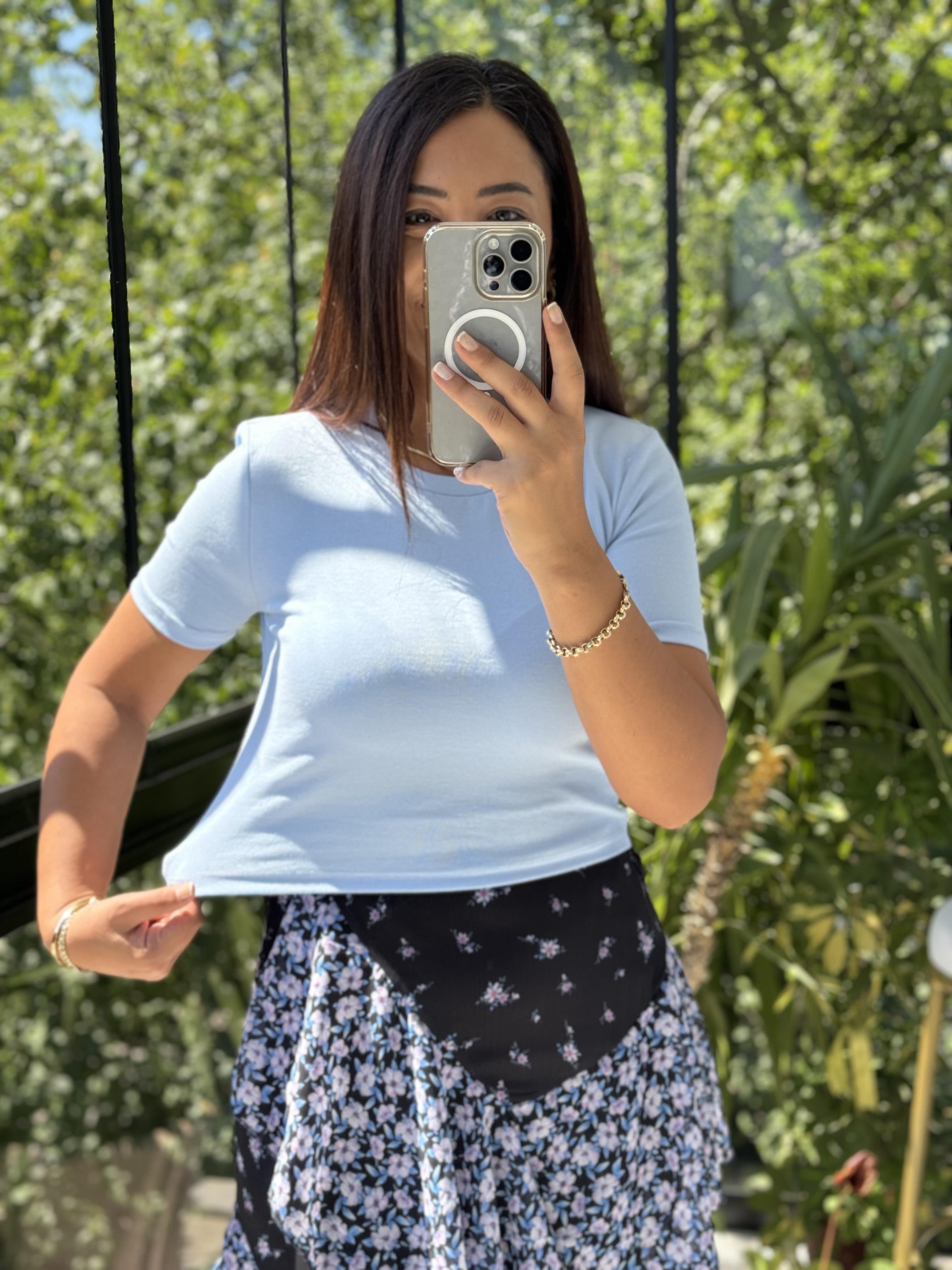 Dilvin Crop Tişört Mavi