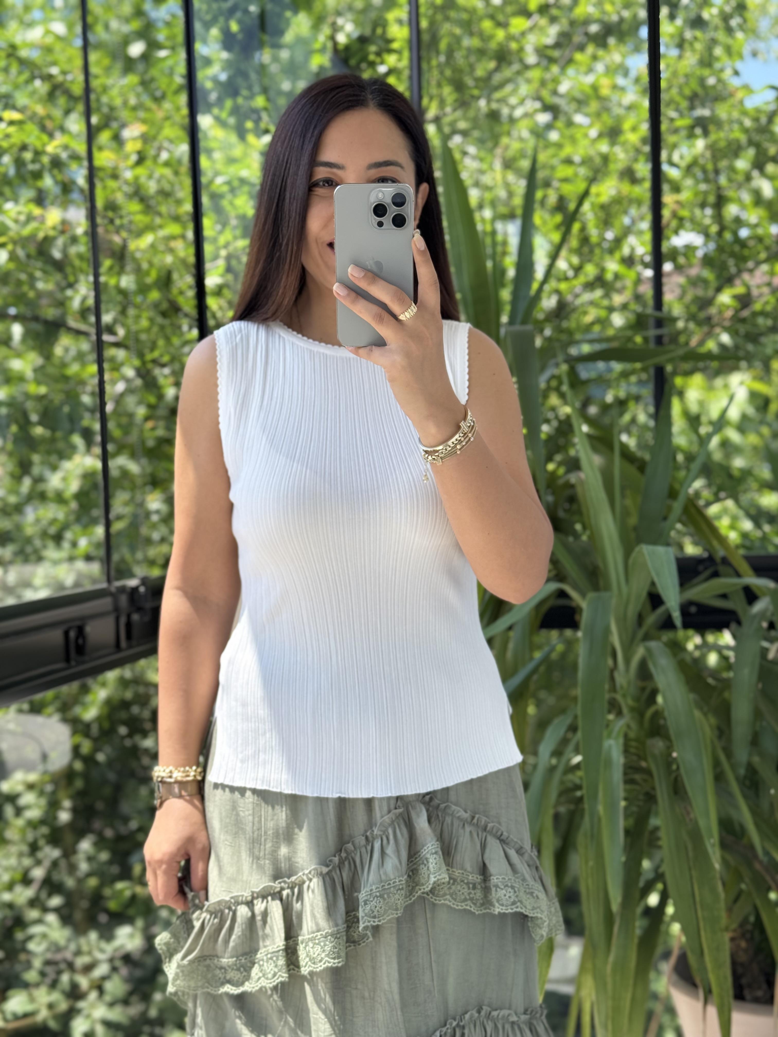 Dilvin Kayık Yaka Fitilli İnce Triko Bluz Ekru