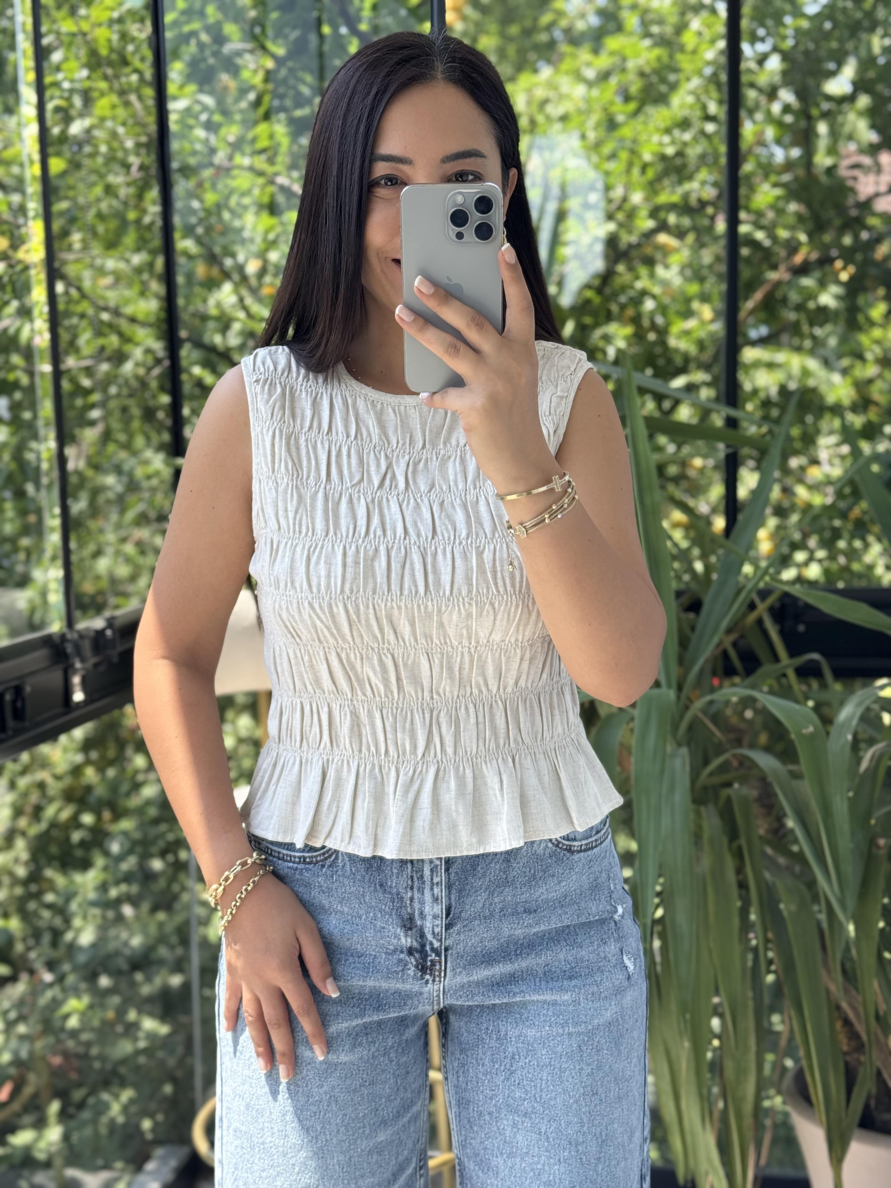 Dilvin Kolsuz Crop Bluz Natural