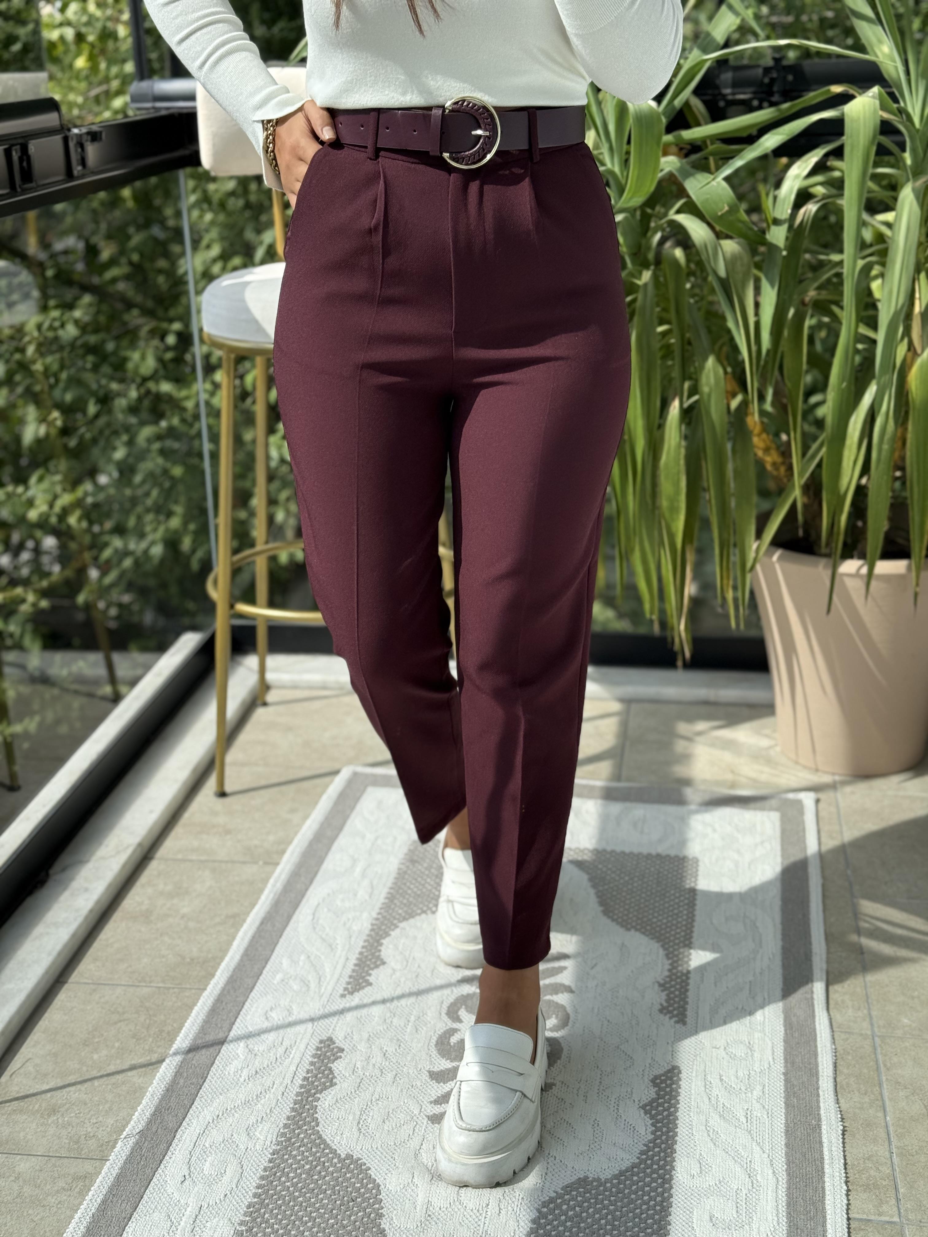 Duble Paça Pantolon Mürdüm