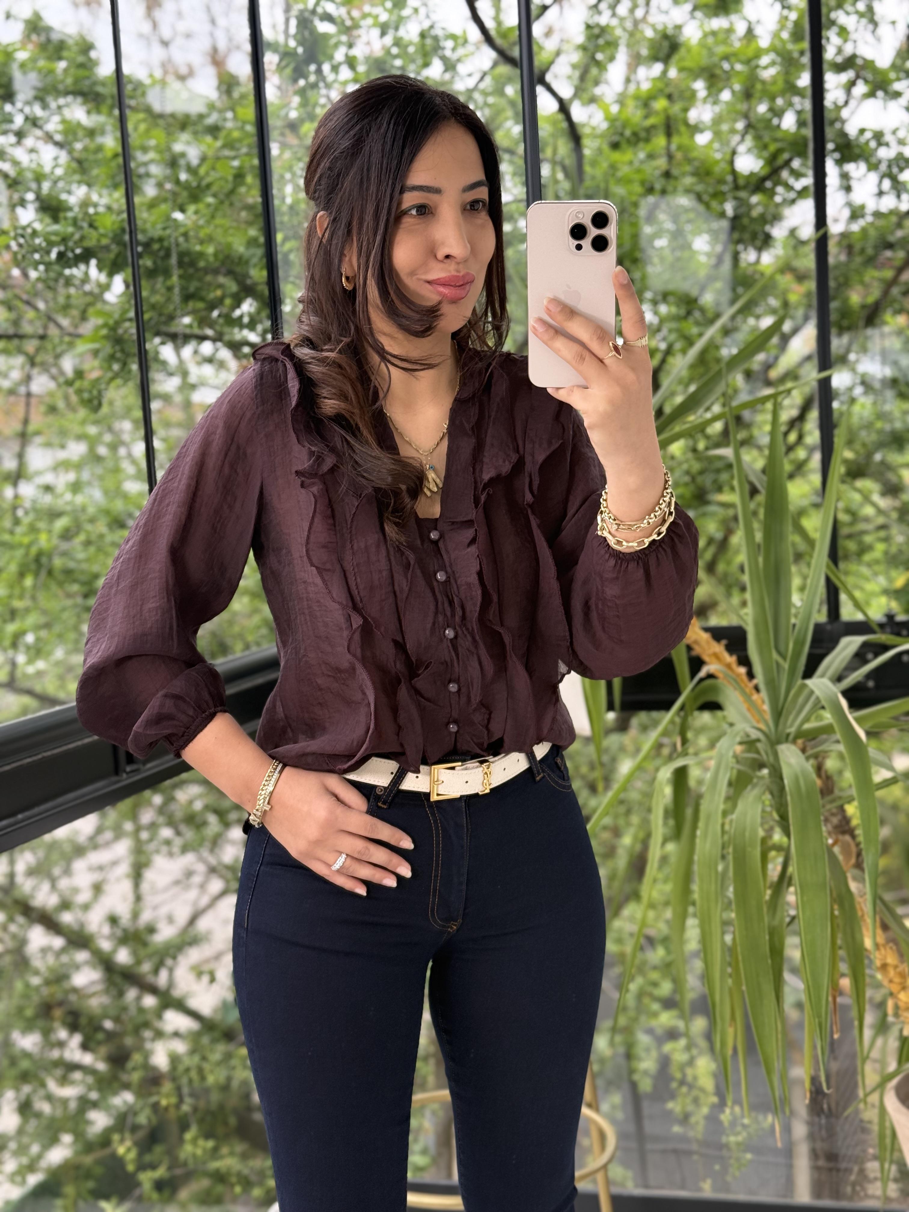 Fırfırlı Bluz Mürdüm