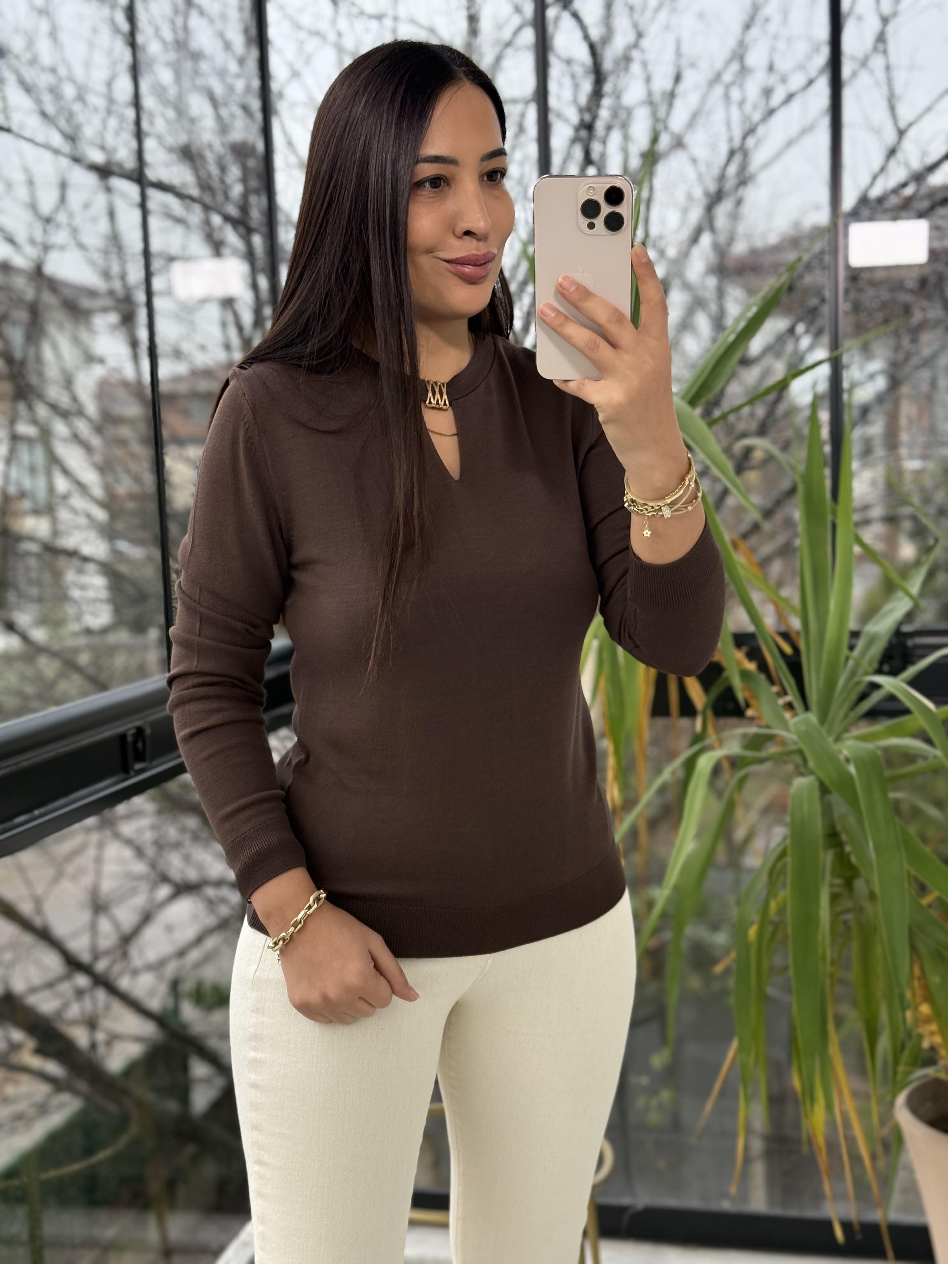 Pencere Detay Gold Tokalı Merserize Kahve